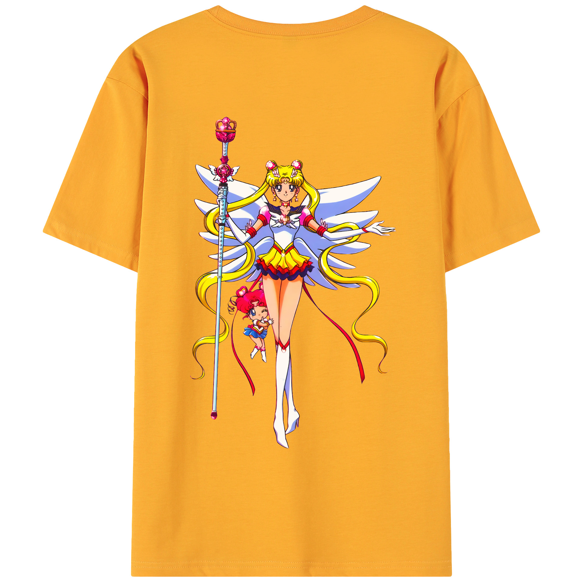 （画像用） 美少女戦士セーラームーン 月野 うさぎ つきの うさぎ Sailor Moon Tsukino Usagi 綿100％ メンズ半袖Tシャツ（バックプリント） 通気性