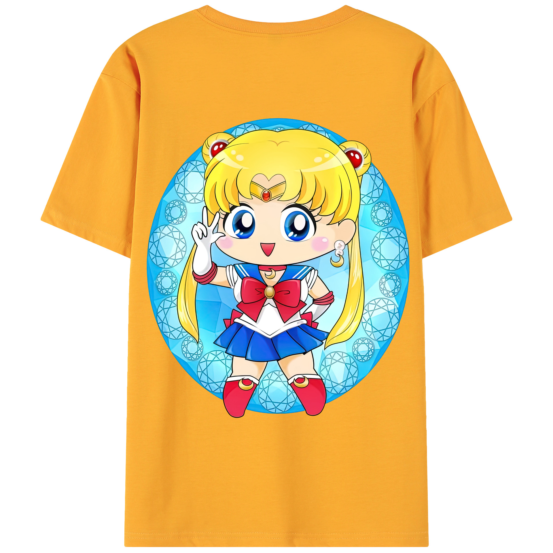 （画像用） 美少女戦士セーラームーン 月野 うさぎ つきの うさぎ Sailor Moon Tsukino Usagi 綿100％ メンズ半袖Tシャツ（バックプリント） 通気性