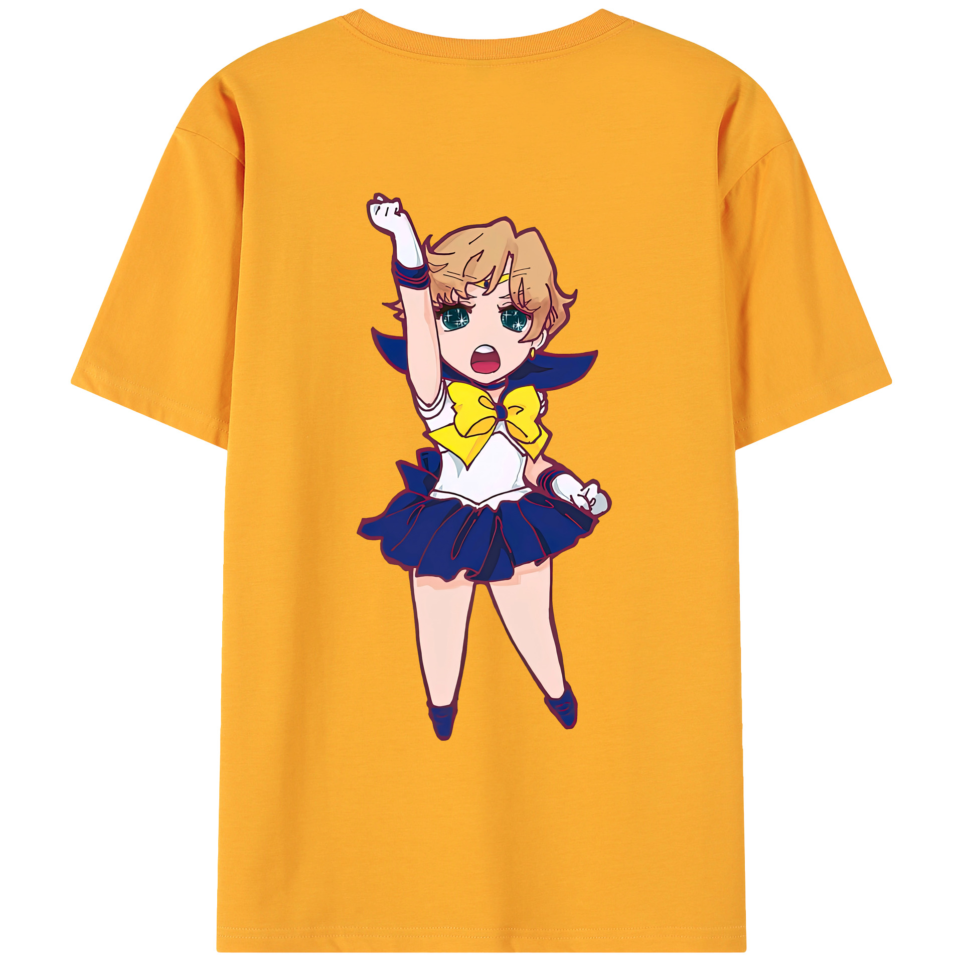（画像用） 美少女戦士セーラームーン 天王はるか Sailor Moon Tenoh Haruka 綿100％ メンズ半袖Tシャツ（バックプリント） 通気性