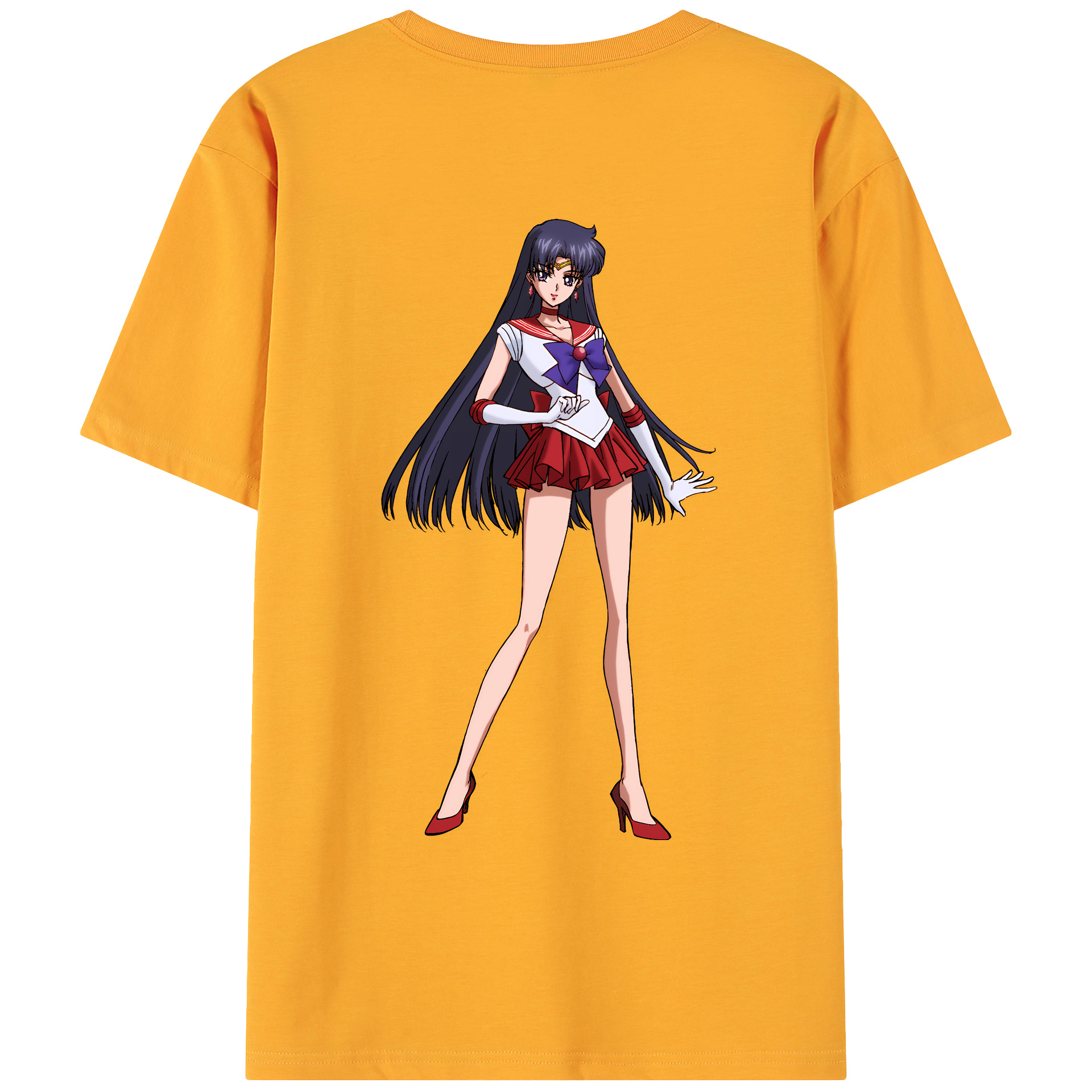 （画像用） 美少女戦士セーラームーン 火野レイ ひの レイ Sailor Moon Hino Rei （セーラーマーズ,Sailor Mars） 綿100％ メンズ半袖Tシャツ（バックプリント） 通気性