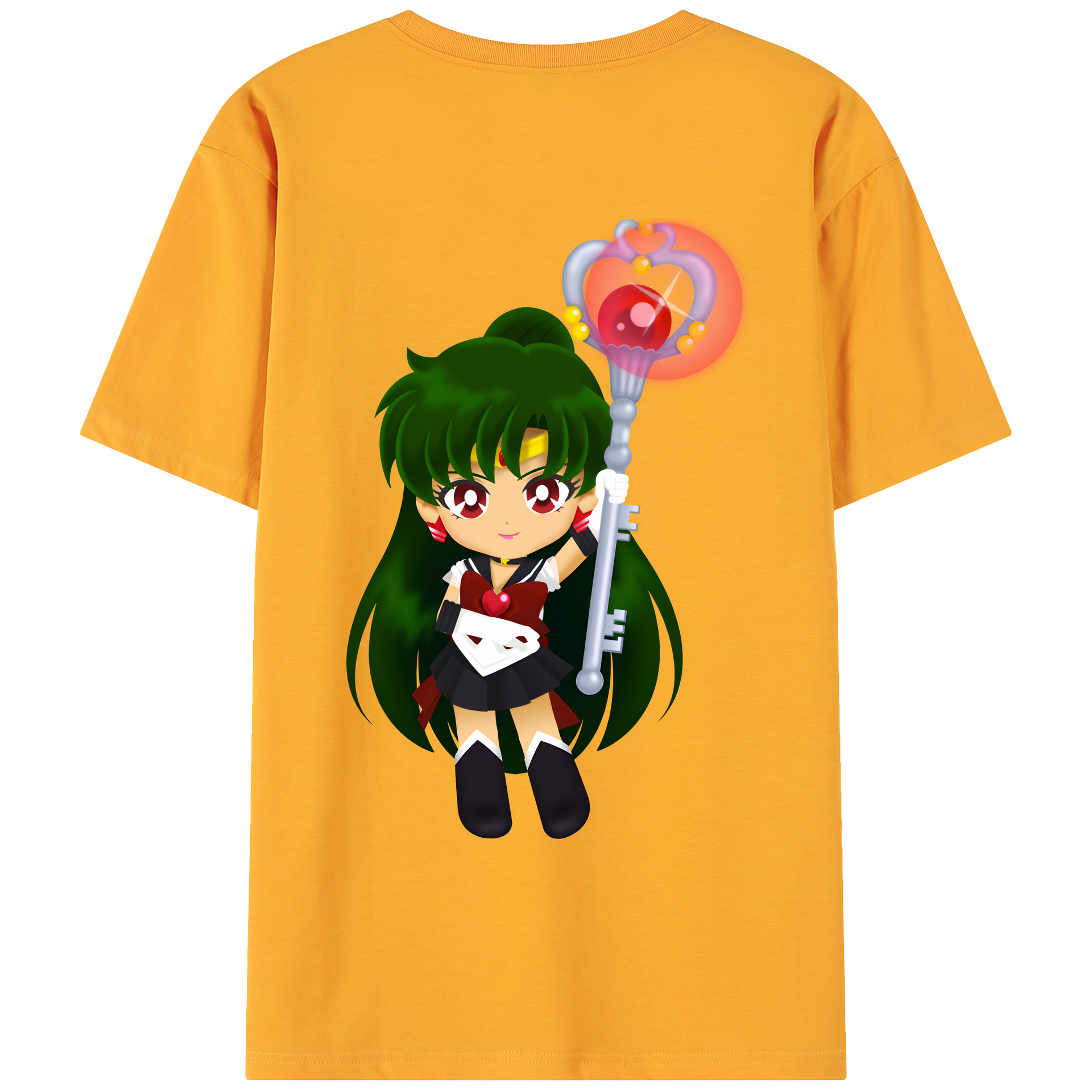 （画像用） 美少女戦士セーラームーン 冥王せつな Sailor Moon Meiou Setsuna 綿100％ メンズ半袖Tシャツ（バックプリント） 通気性