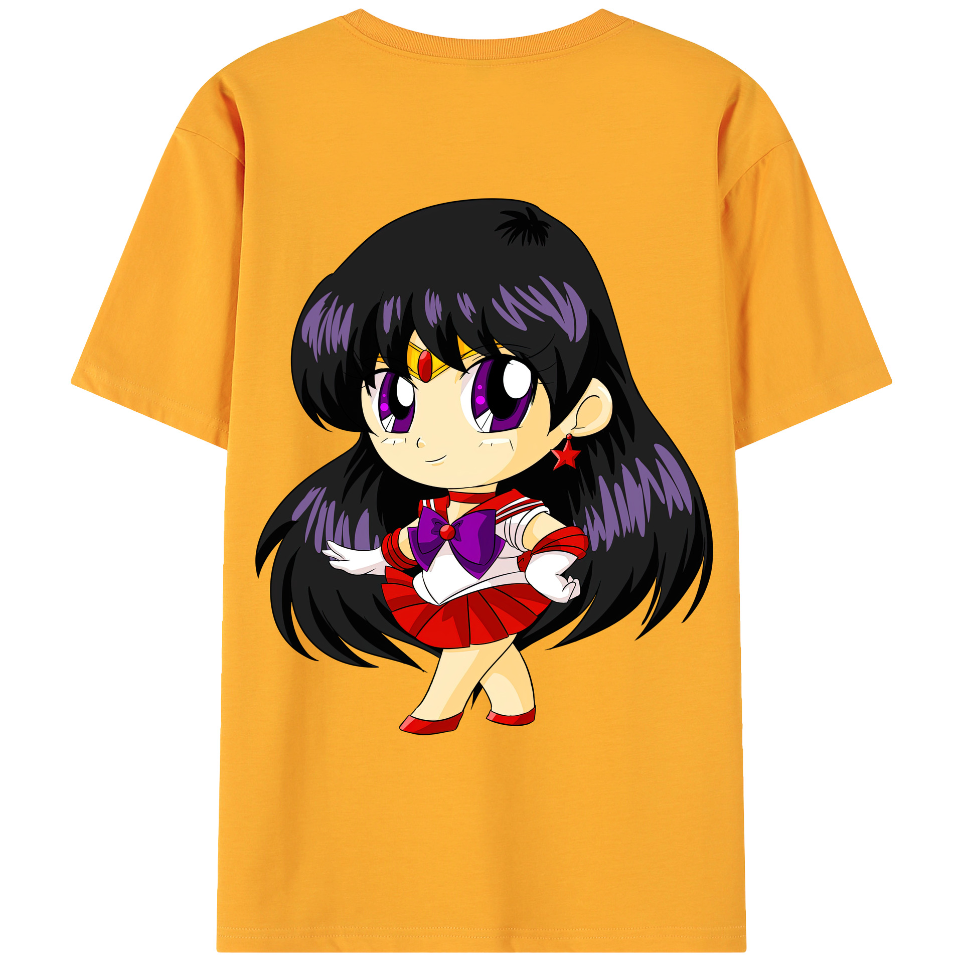 （画像用） 美少女戦士セーラームーン 火野レイ ひの レイ Sailor Moon Hino Rei （セーラーマーズ,Sailor Mars） 綿100％ メンズ半袖Tシャツ（バックプリント） 通気性