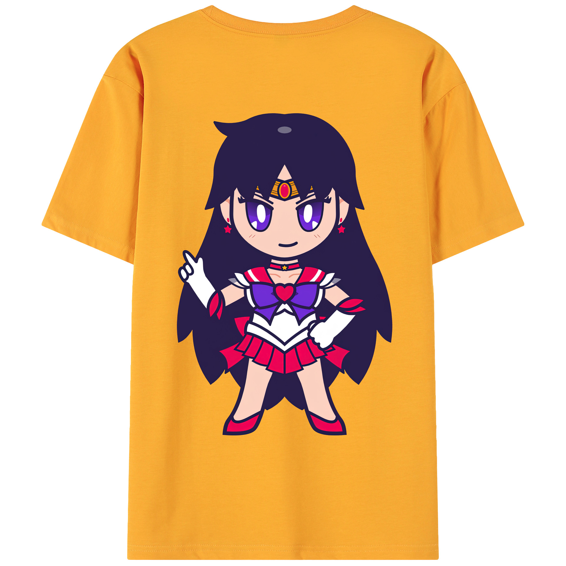 （画像用） 美少女戦士セーラームーン 火野レイ ひの レイ Sailor Moon Hino Rei （セーラーマーズ,Sailor Mars） 綿100％ メンズ半袖Tシャツ（バックプリント） 通気性