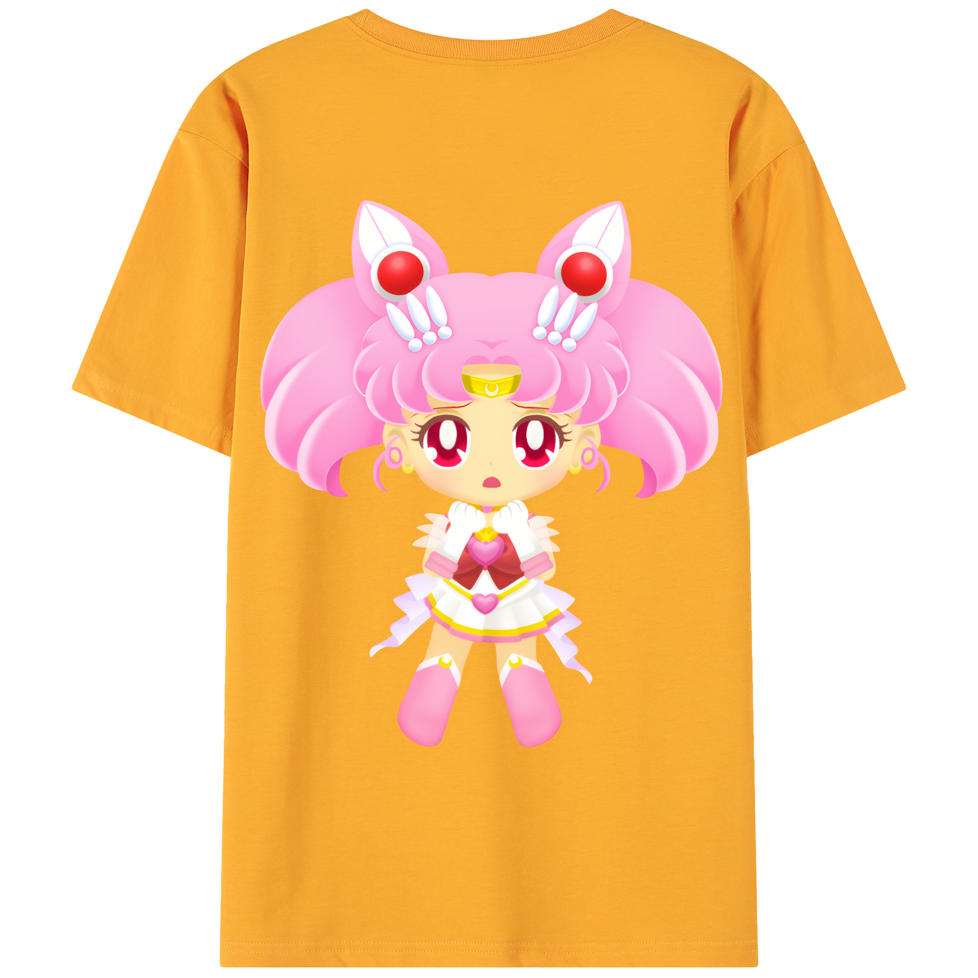 （画像用） 美少女戦士セーラームーン ちびうさ Sailor Moon Chibiusa Tsukino Usagi Small Lady Serenity 綿100％ メンズ半袖Tシャツ（バックプリント） 通気性