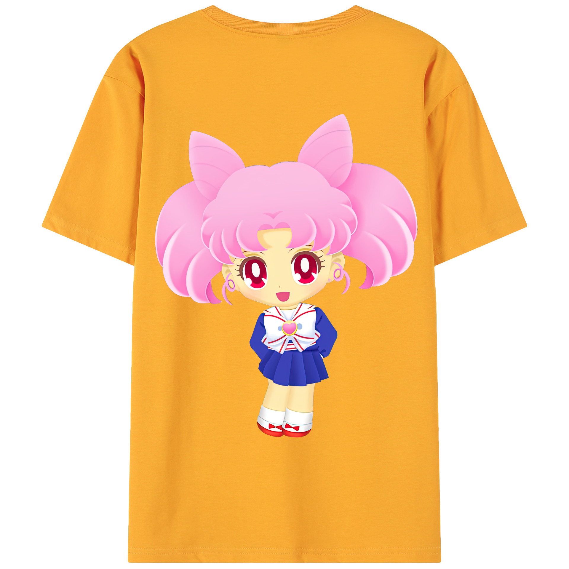 （画像用） 美少女戦士セーラームーン ちびうさ Sailor Moon Chibiusa Tsukino Usagi Small Lady Serenity 綿100％ メンズ半袖Tシャツ（バックプリント） 通気性