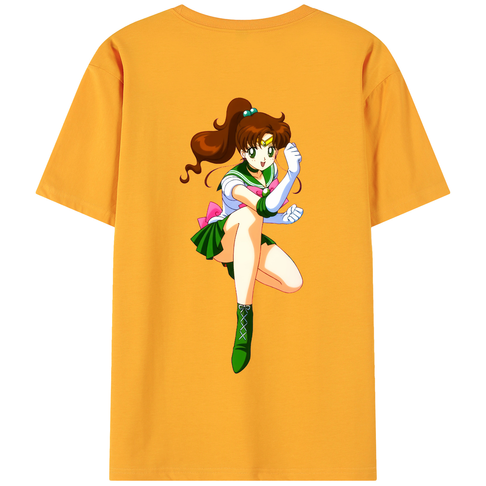 （画像用） 美少女戦士セーラームーン 木野 まこと きの まこと Sailor Moon Kino Makoto （セーラージュピター；Sailor Jupiter） 綿100％ メンズ半袖Tシャツ（バックプリント） 通気性