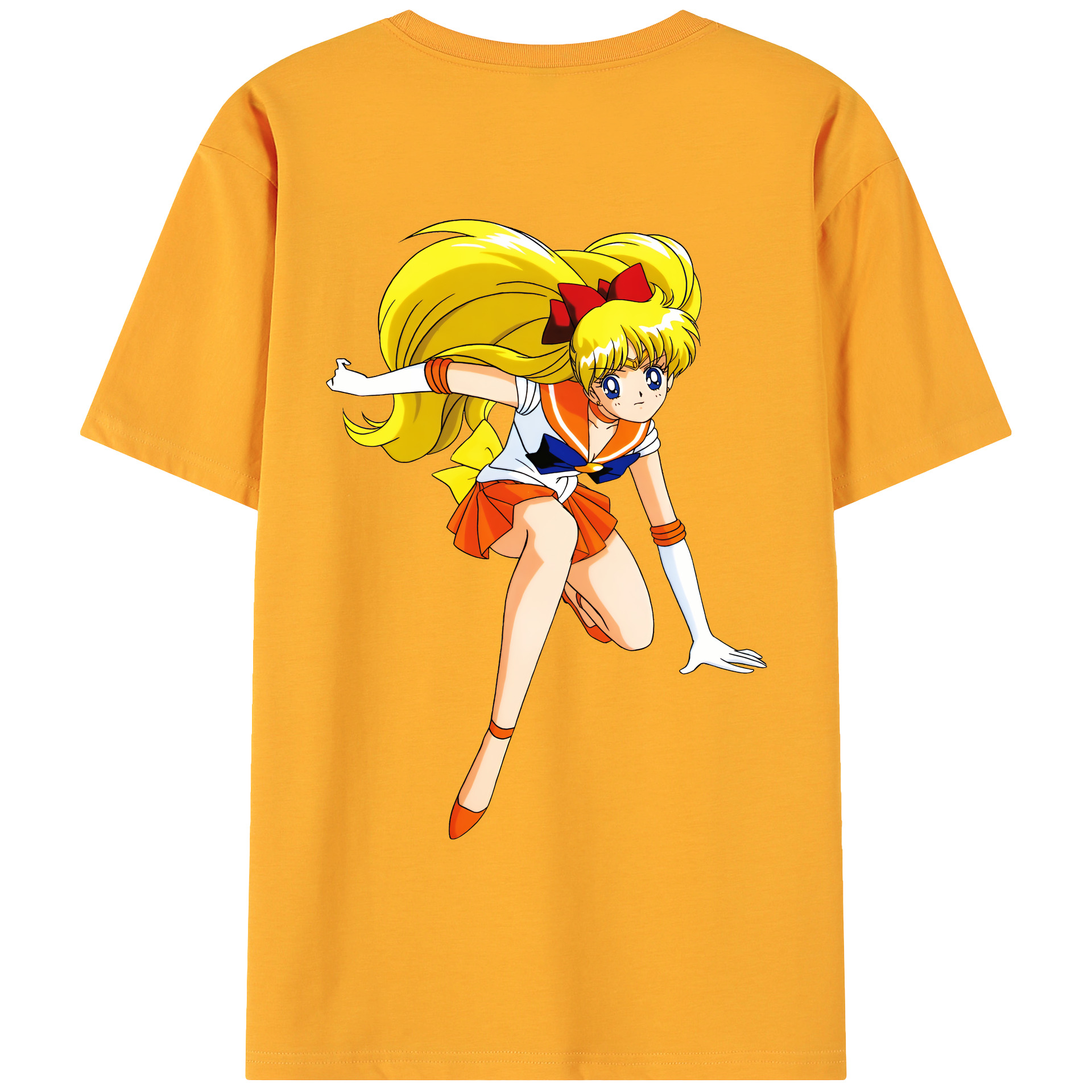 （画像用） 美少女戦士セーラームーン 愛野 美奈子 あいの みなこ Sailor Moon Aino Minako 綿100％ メンズ半袖Tシャツ（バックプリント） 通気性