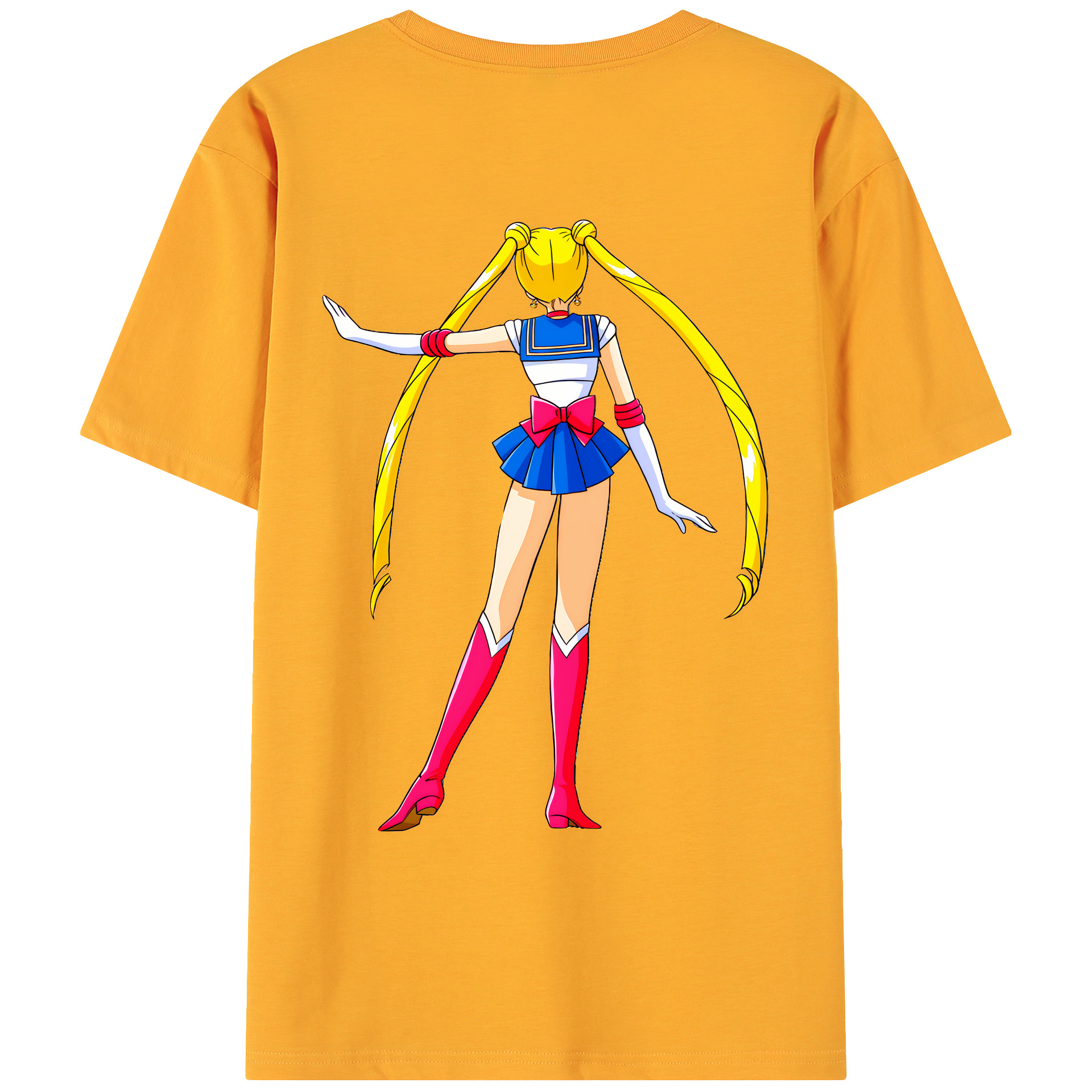 （画像用） 美少女戦士セーラームーン 月野 うさぎ つきの うさぎ Sailor Moon Tsukino Usagi 綿100％ メンズ半袖Tシャツ（バックプリント） 通気性
