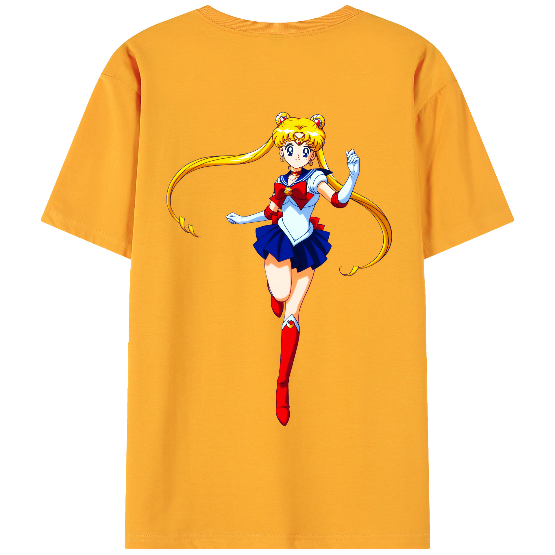 （画像用） 美少女戦士セーラームーン 月野 うさぎ つきの うさぎ Sailor Moon Tsukino Usagi 綿100％ メンズ半袖Tシャツ（バックプリント） 通気性