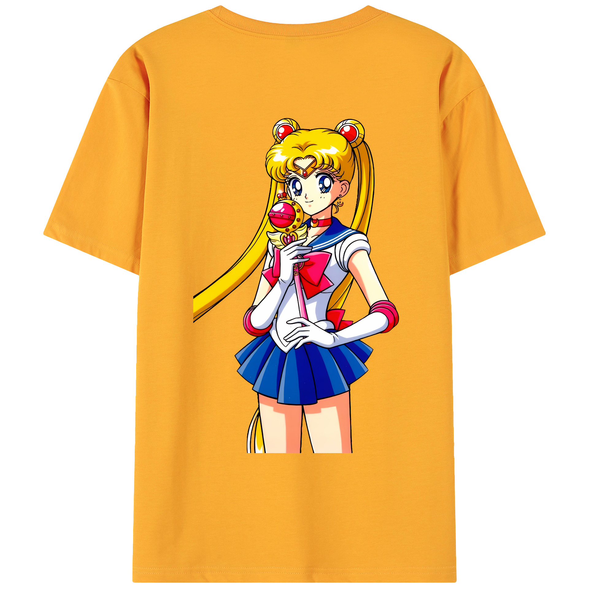（画像用） 美少女戦士セーラームーン 月野 うさぎ つきの うさぎ Sailor Moon Tsukino Usagi 綿100％ メンズ半袖Tシャツ（バックプリント） 通気性