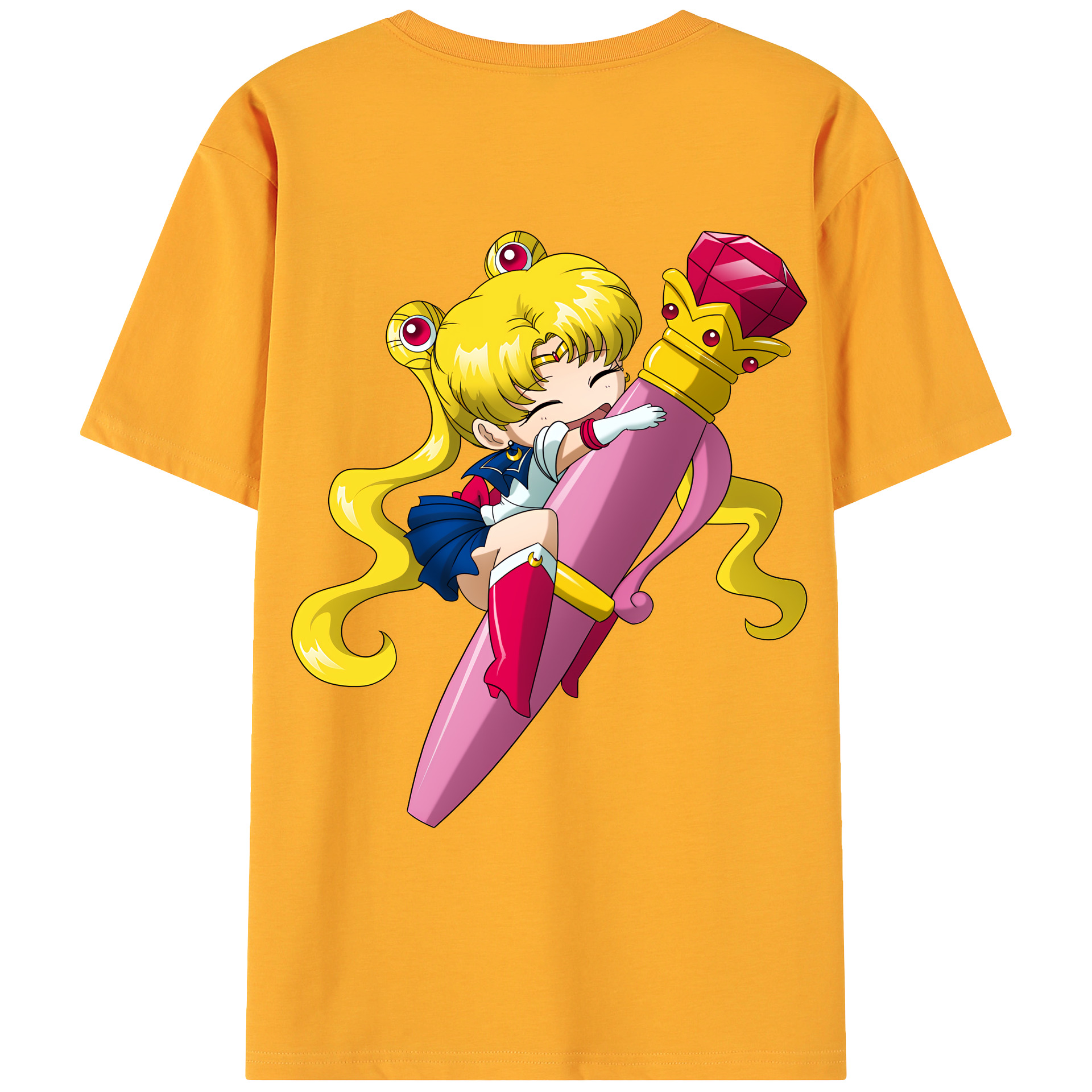 （画像用） 美少女戦士セーラームーン 月野 うさぎ つきの うさぎ Sailor Moon Tsukino Usagi 綿100％ メンズ半袖Tシャツ（バックプリント） 通気性