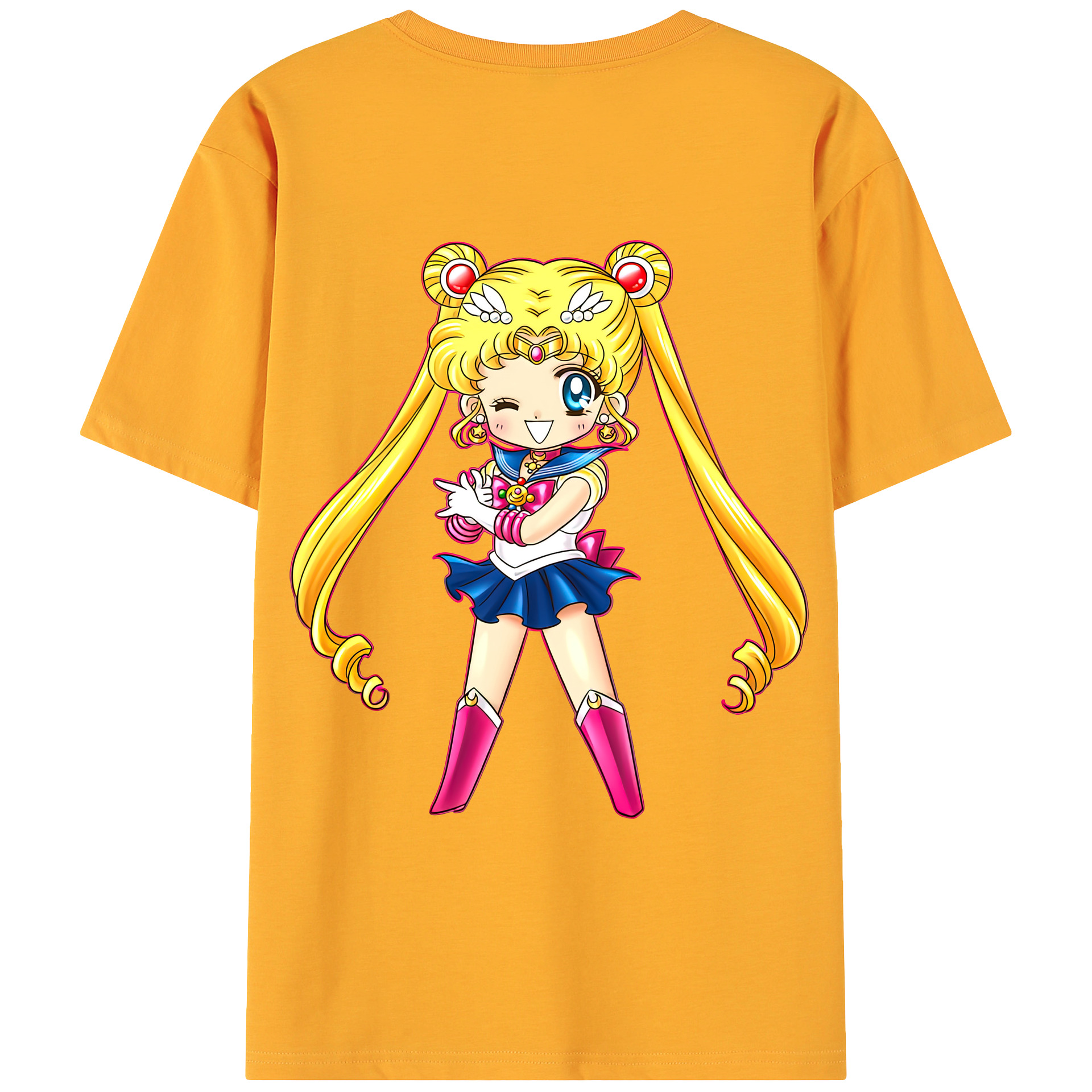 （画像用） 美少女戦士セーラームーン 月野 うさぎ つきの うさぎ Sailor Moon Tsukino Usagi 綿100％ メンズ半袖Tシャツ（バックプリント） 通気性