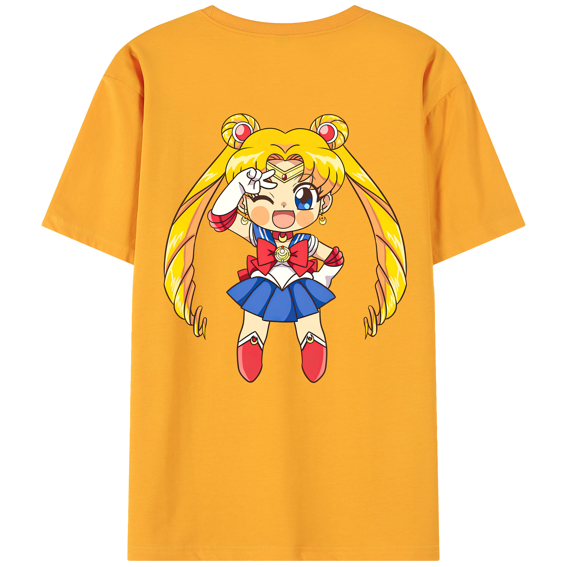 （画像用） 美少女戦士セーラームーン 月野 うさぎ つきの うさぎ Sailor Moon Tsukino Usagi 綿100％ メンズ半袖Tシャツ（バックプリント） 通気性