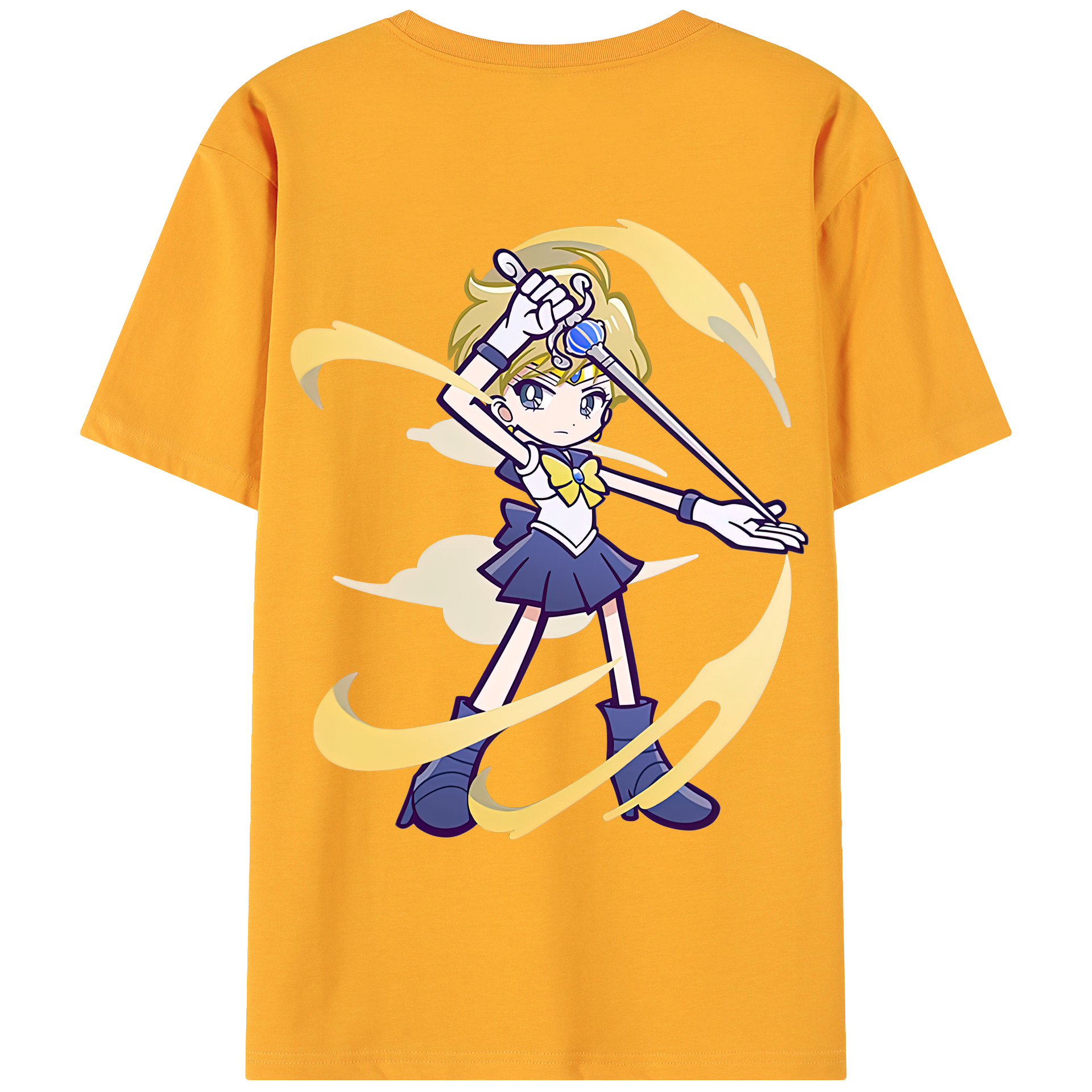 （画像用） 美少女戦士セーラームーン 天王はるか Sailor Moon Tenoh Haruka 綿100％ メンズ半袖Tシャツ（バックプリント） 通気性