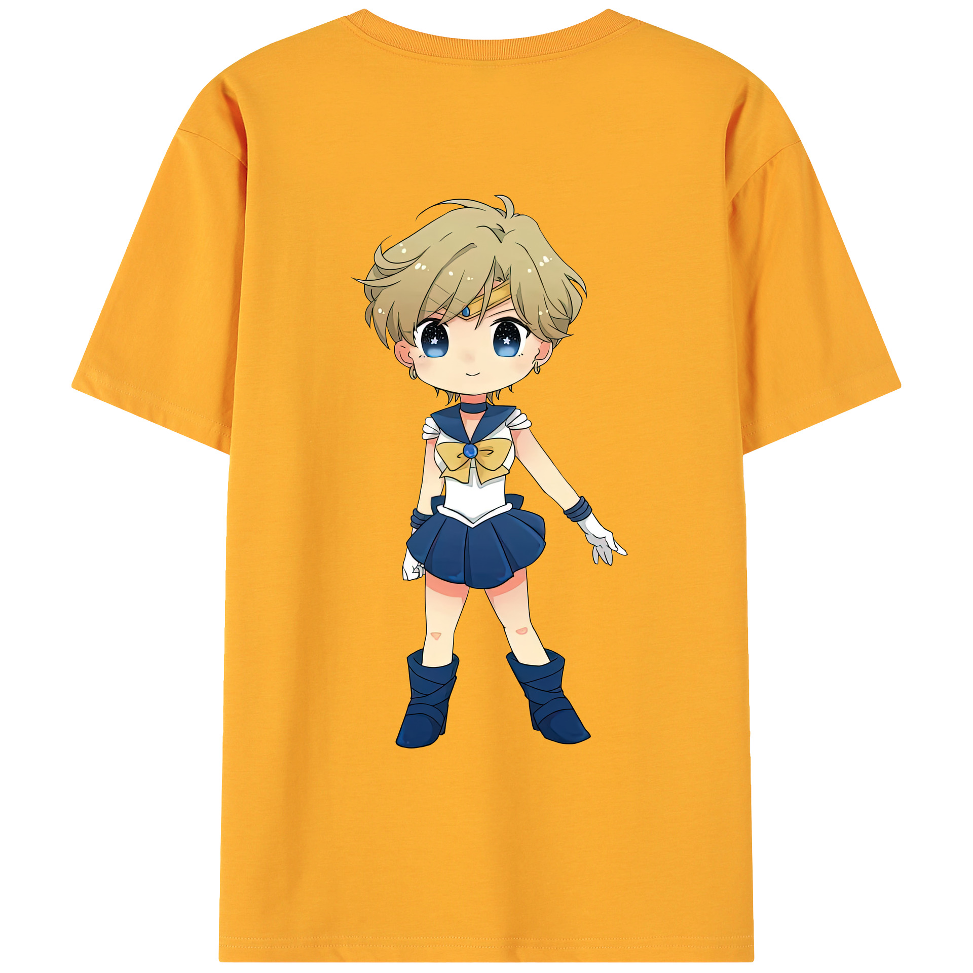 （画像用） 美少女戦士セーラームーン 天王はるか Sailor Moon Tenoh Haruka 綿100％ メンズ半袖Tシャツ（バックプリント） 通気性