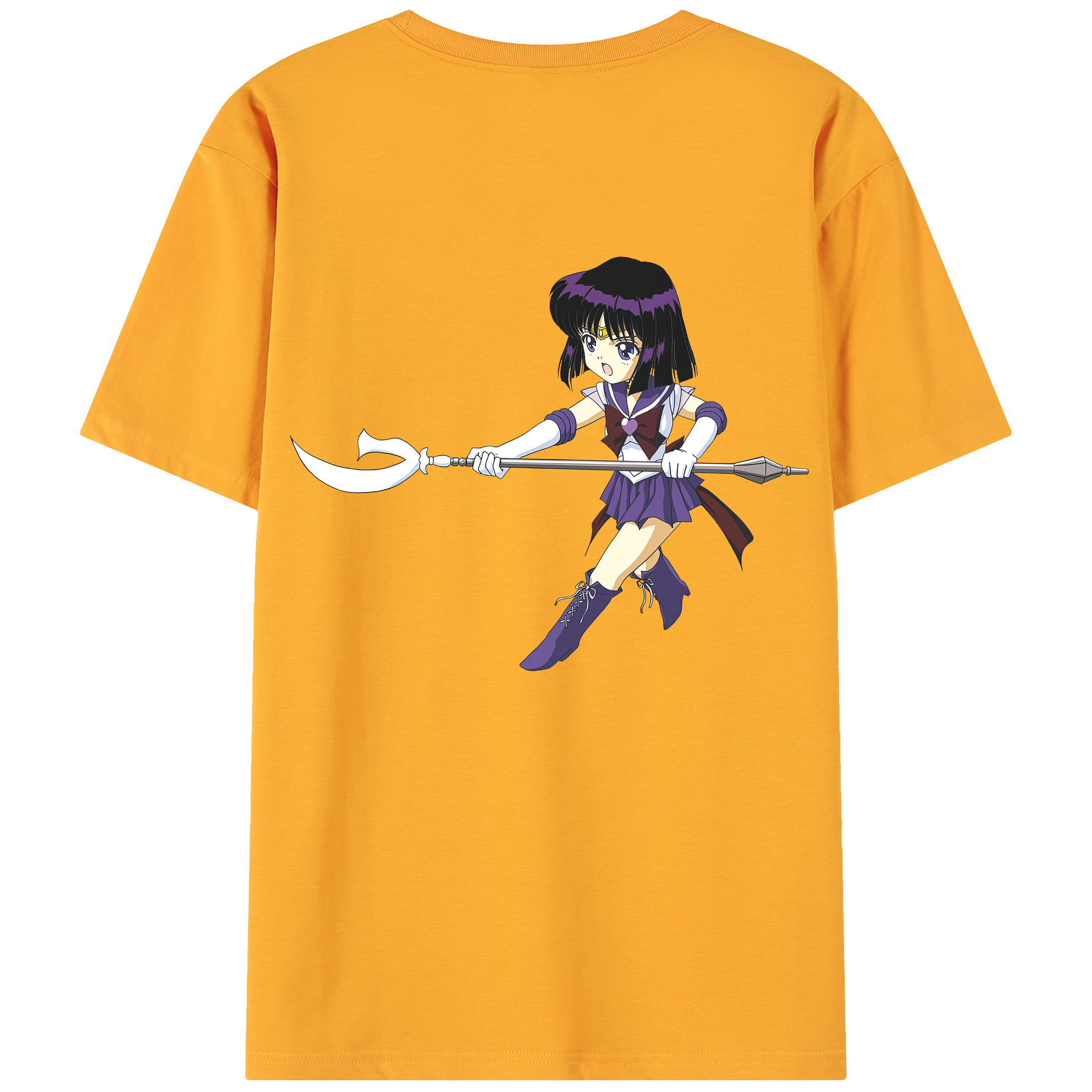 （画像用） 美少女戦士セーラームーン 土萠ほたる Sailor Moon Tomoe Hotaru （セーラーサターン；Sailor Saturn） 綿100％ メンズ半袖Tシャツ（バックプリント） 通気性