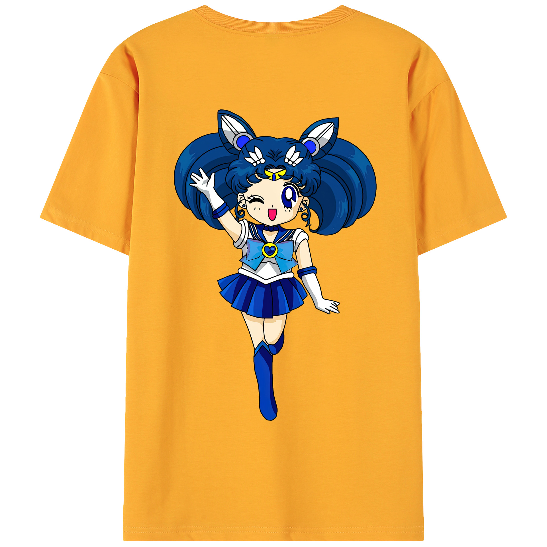 （画像用） 美少女戦士セーラームーン 水野 亜美 みずの あみ Sailor Moon Mizuno Ami 綿100％ メンズ半袖Tシャツ（バックプリント） 通気性