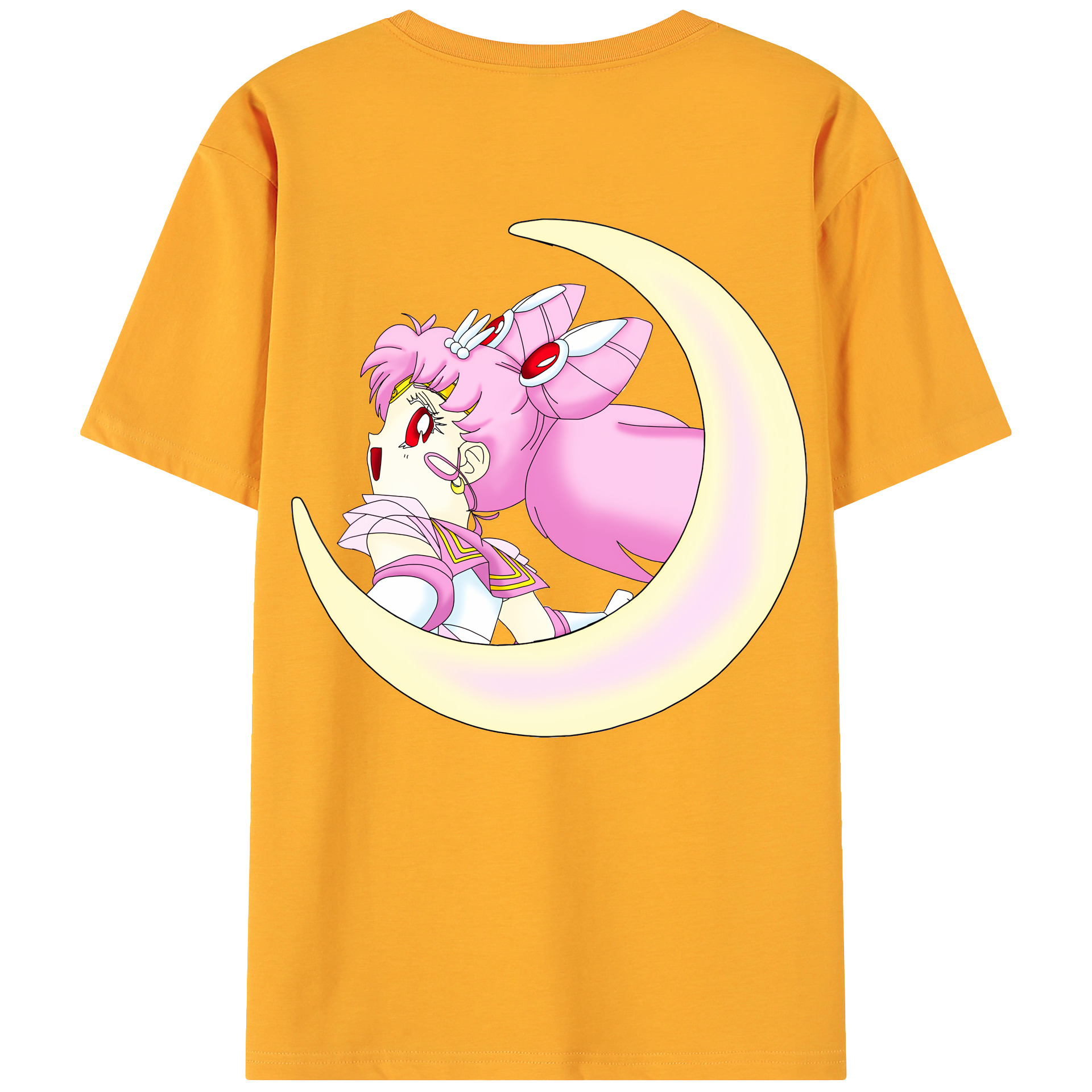 （画像用） 美少女戦士セーラームーン ちびうさ Sailor Moon Chibiusa Tsukino Usagi Small Lady Serenity 綿100％ メンズ半袖Tシャツ（バックプリント） 通気性