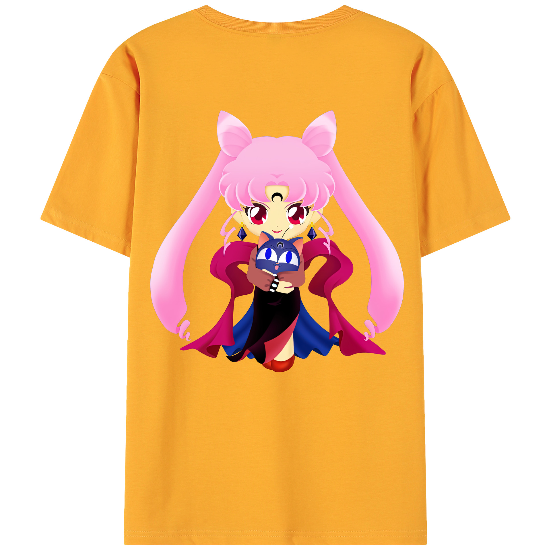 （画像用） 美少女戦士セーラームーン ちびうさ Sailor Moon Chibiusa Tsukino Usagi Small Lady Serenity 綿100％ メンズ半袖Tシャツ（バックプリント） 通気性