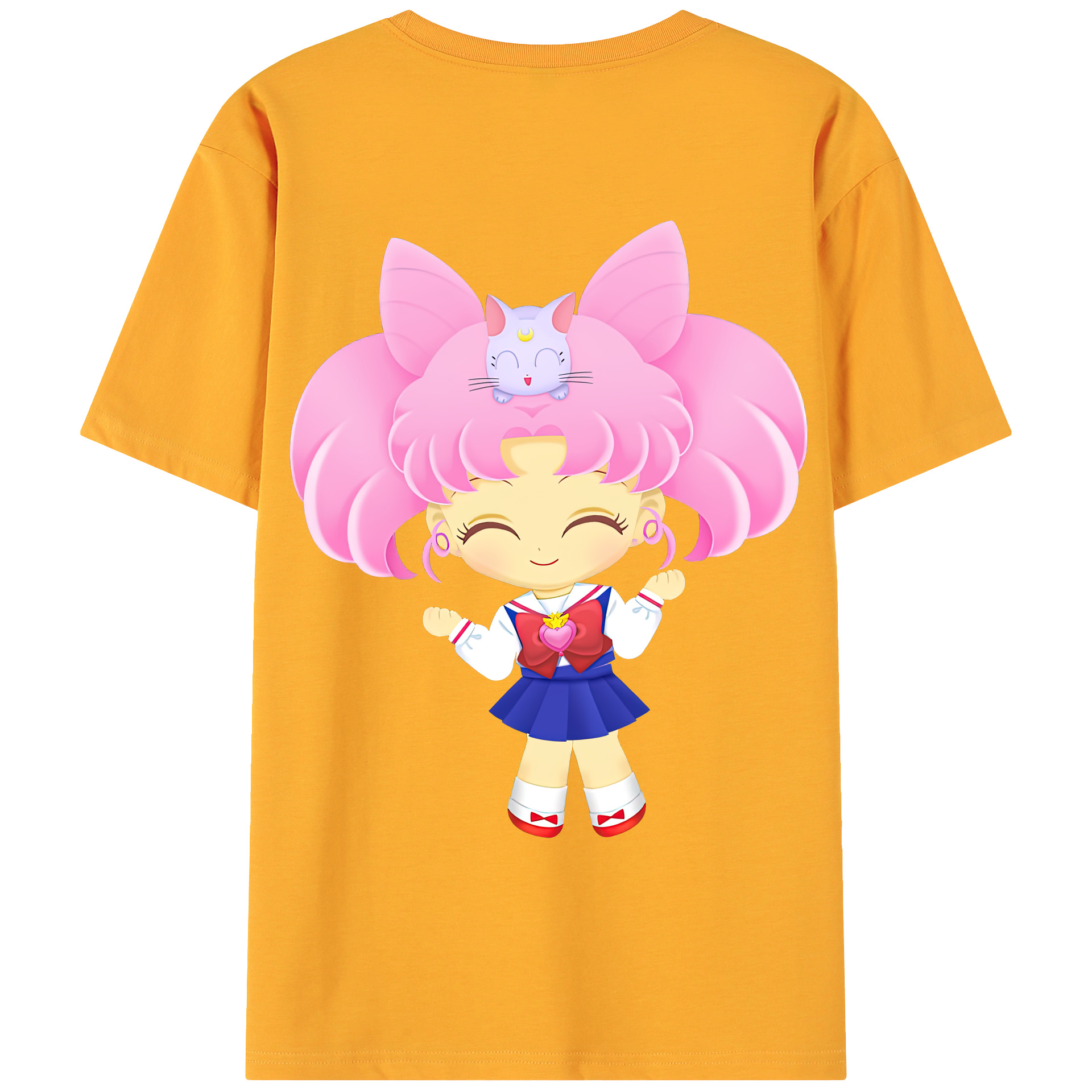 （画像用） 美少女戦士セーラームーン ちびうさ Sailor Moon Chibiusa Tsukino Usagi Small Lady Serenity 綿100％ メンズ半袖Tシャツ（バックプリント） 通気性