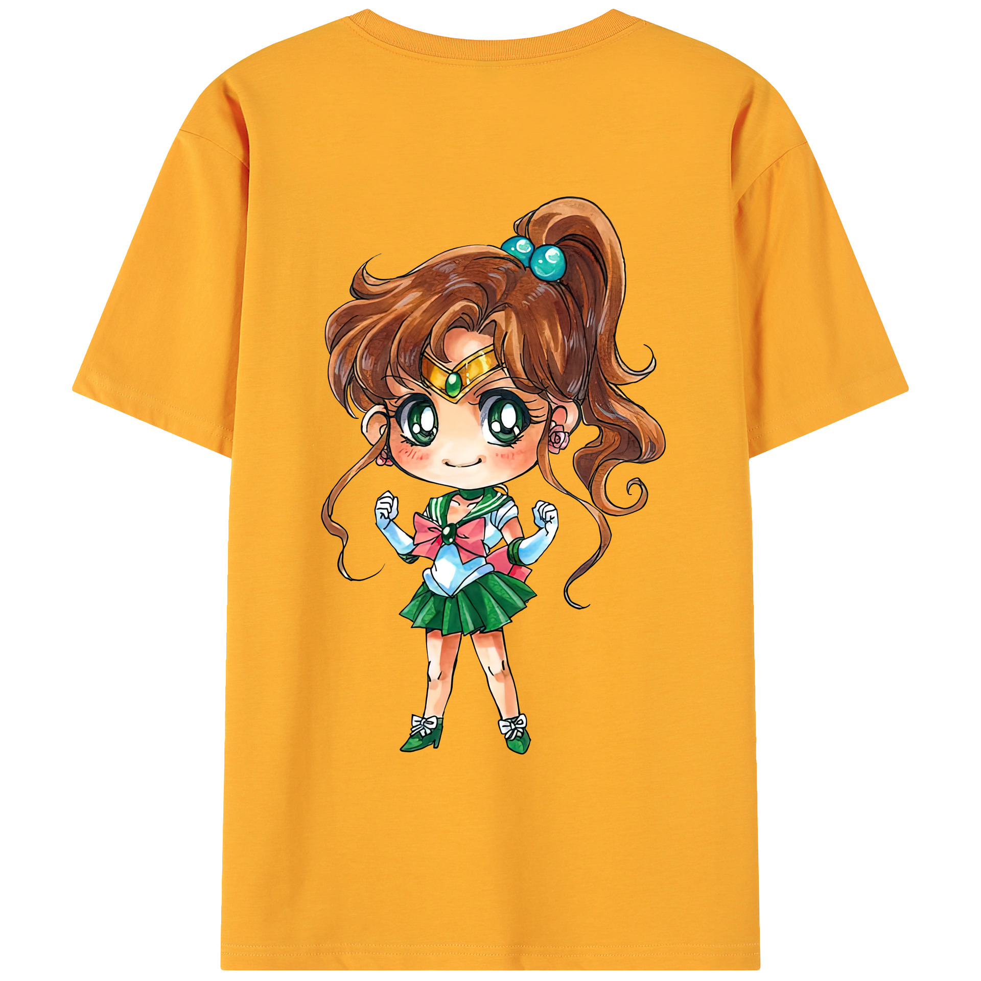 （画像用） 美少女戦士セーラームーン 木野 まこと きの まこと Sailor Moon Kino Makoto （セーラージュピター；Sailor Jupiter） 綿100％ メンズ半袖Tシャツ（バックプリント） 通気性