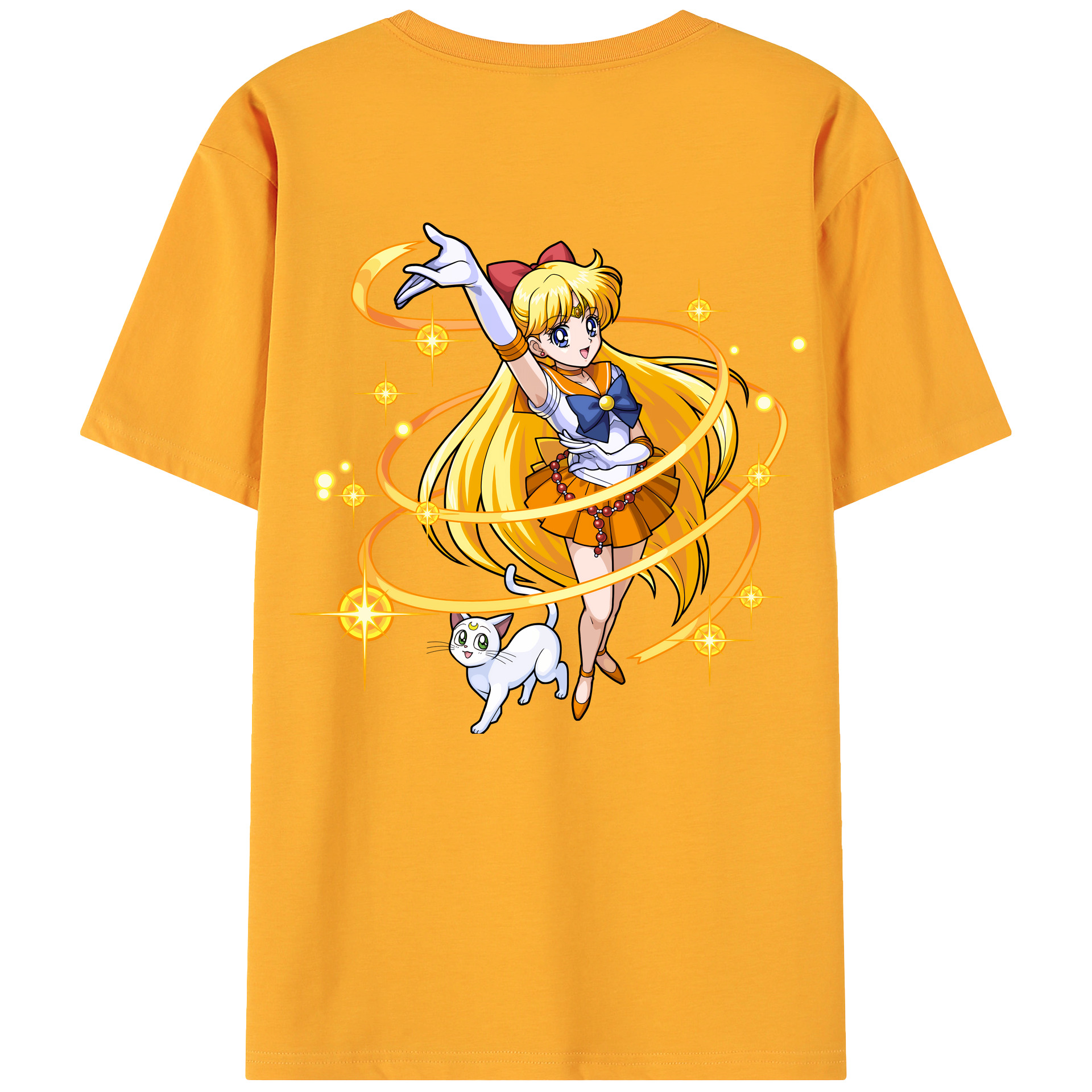 （画像用） 美少女戦士セーラームーン 愛野 美奈子 あいの みなこ Sailor Moon Aino Minako 綿100％ メンズ半袖Tシャツ（バックプリント） 通気性