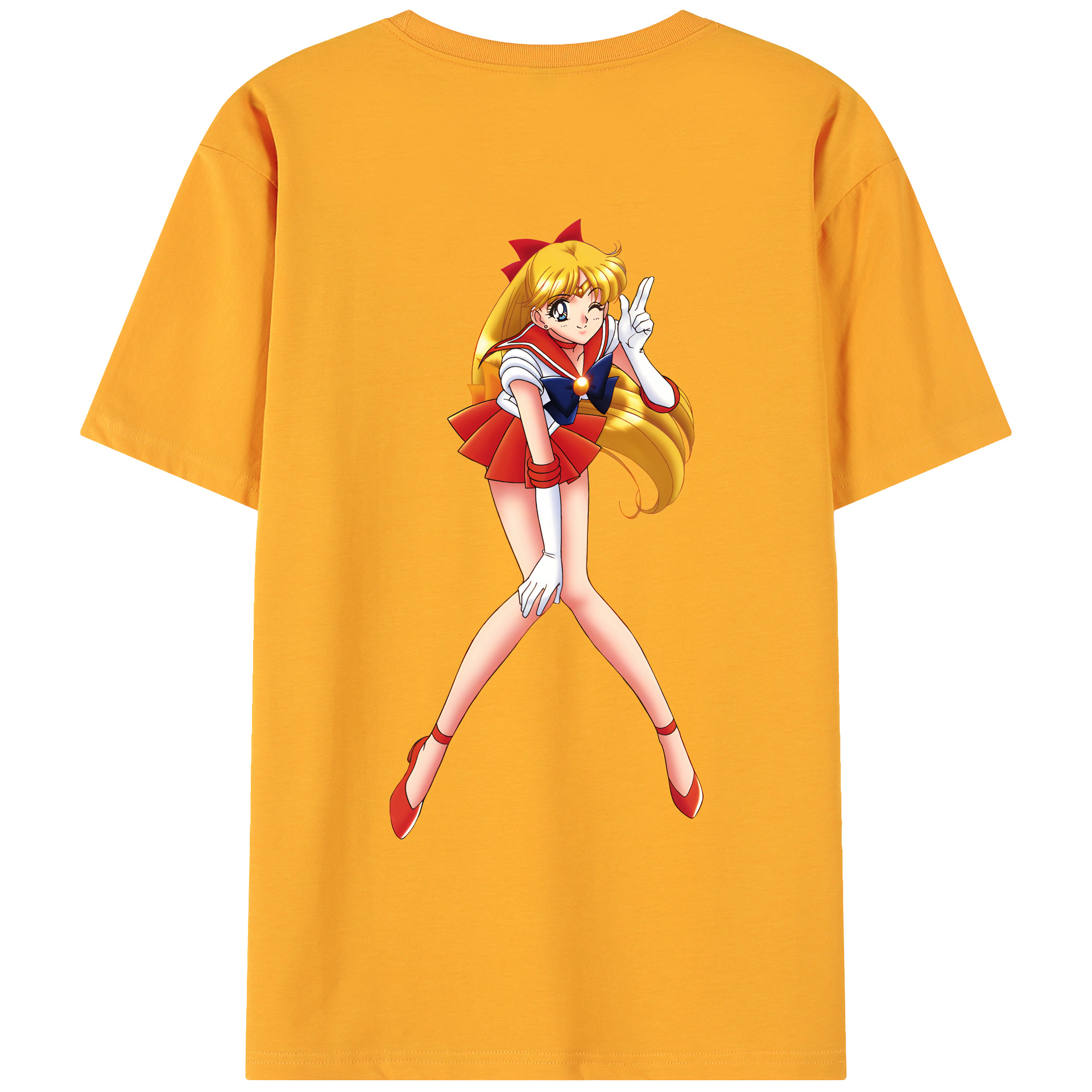 （画像用） 美少女戦士セーラームーン 愛野 美奈子 あいの みなこ Sailor Moon Aino Minako 綿100％ メンズ半袖Tシャツ（バックプリント） 通気性