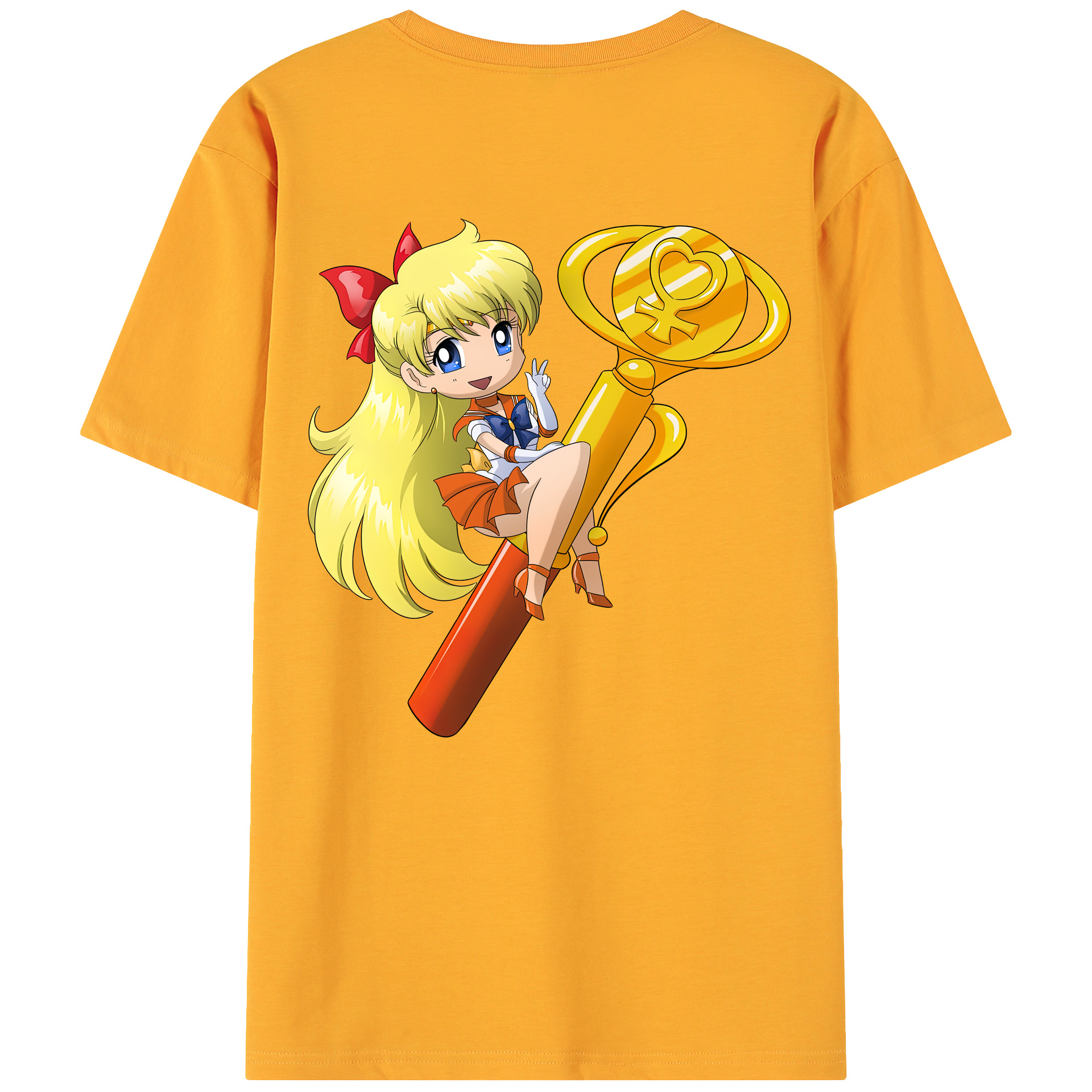 （画像用） 美少女戦士セーラームーン 愛野 美奈子 あいの みなこ Sailor Moon Aino Minako 綿100％ メンズ半袖Tシャツ（バックプリント） 通気性