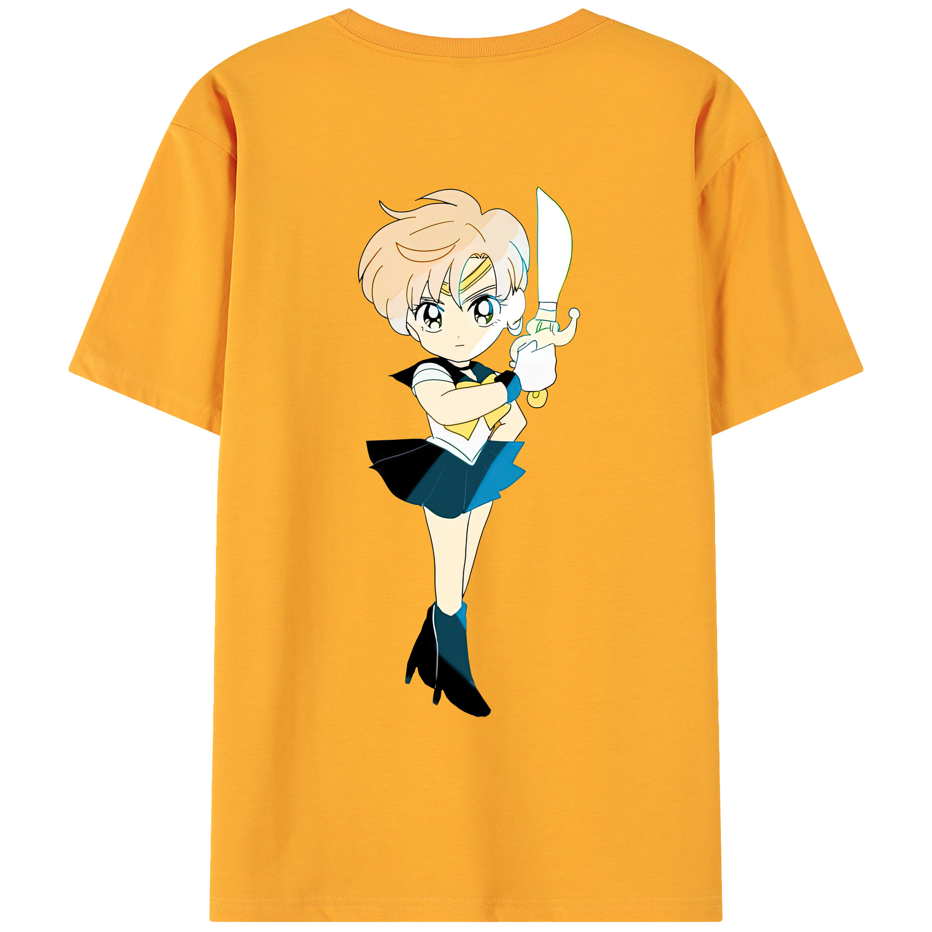 （画像用） 美少女戦士セーラームーン 天王はるか Sailor Moon Tenoh Haruka 綿100％ メンズ半袖Tシャツ（バックプリント） 通気性