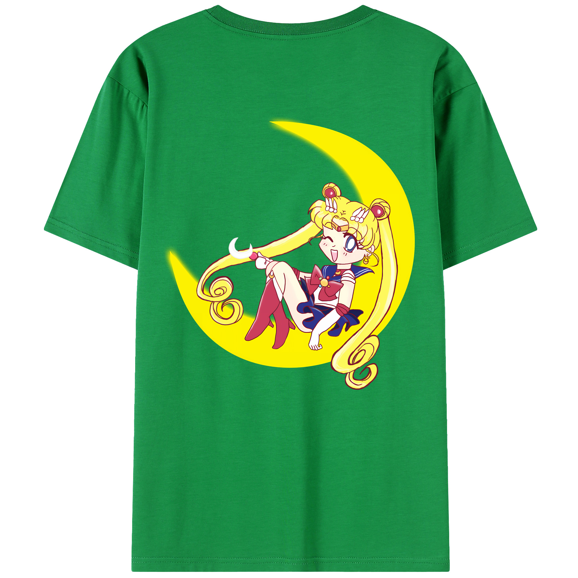 （画像用） 美少女戦士セーラームーン 月野 うさぎ つきの うさぎ Sailor Moon Tsukino Usagi 綿100％ メンズ半袖Tシャツ（バックプリント） 通気性