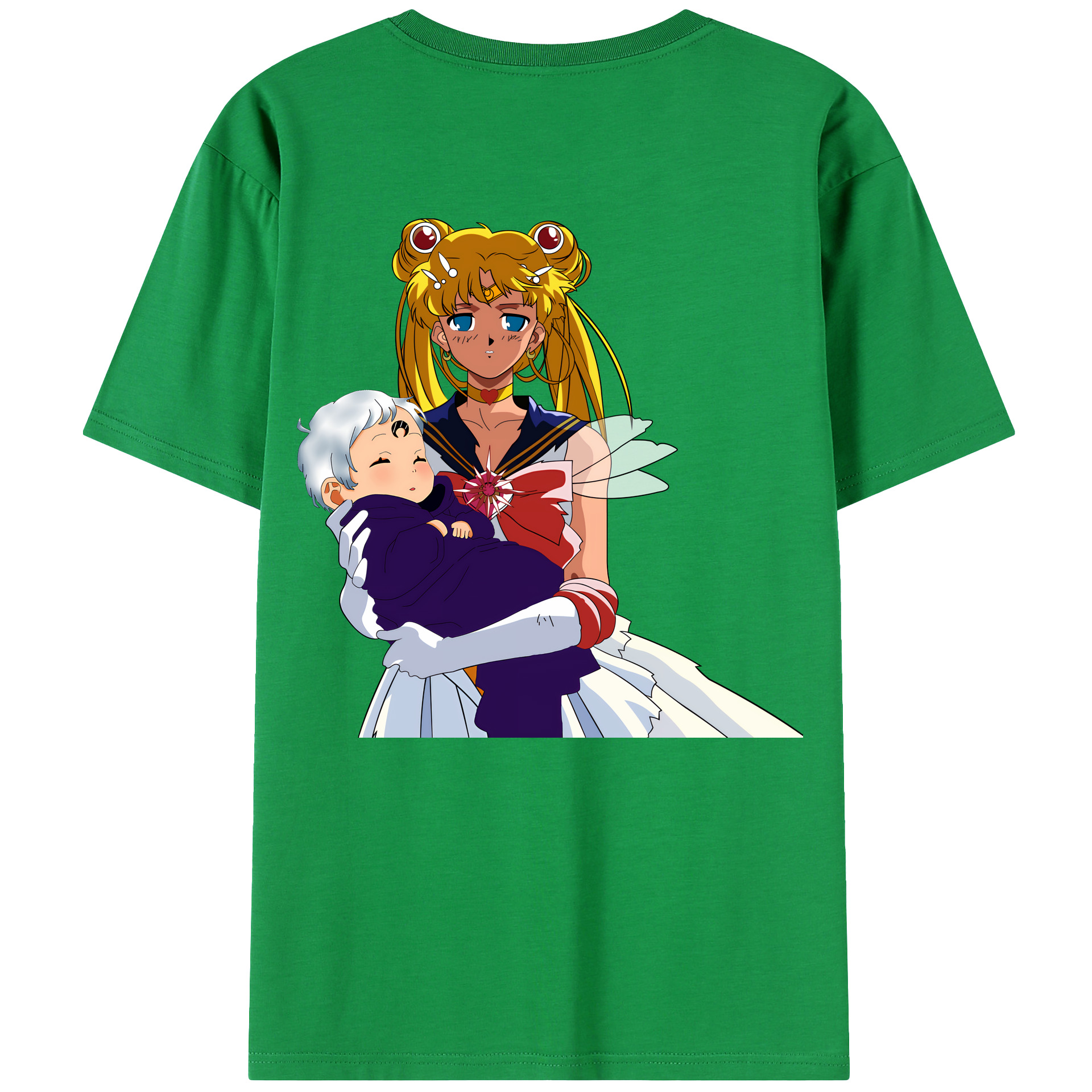 （画像用） 美少女戦士セーラームーン 月野 うさぎ つきの うさぎ Sailor Moon Tsukino Usagi 綿100％ メンズ半袖Tシャツ（バックプリント） 通気性