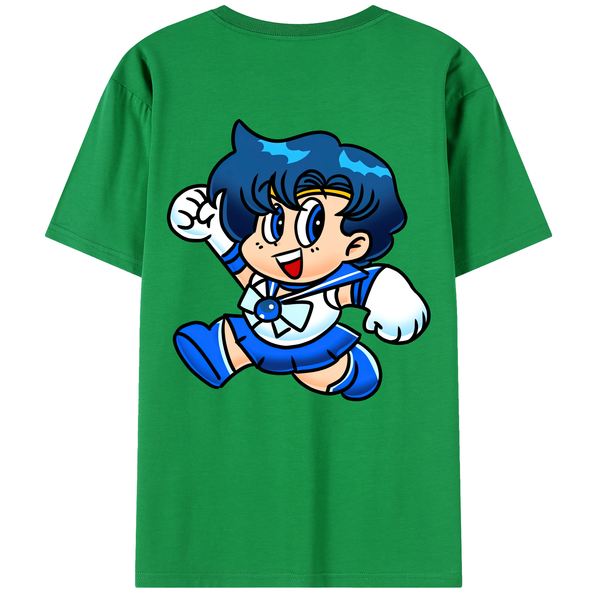 （画像用） 美少女戦士セーラームーン 水野 亜美 みずの あみ Sailor Moon Mizuno Ami 綿100％ メンズ半袖Tシャツ（バックプリント） 通気性