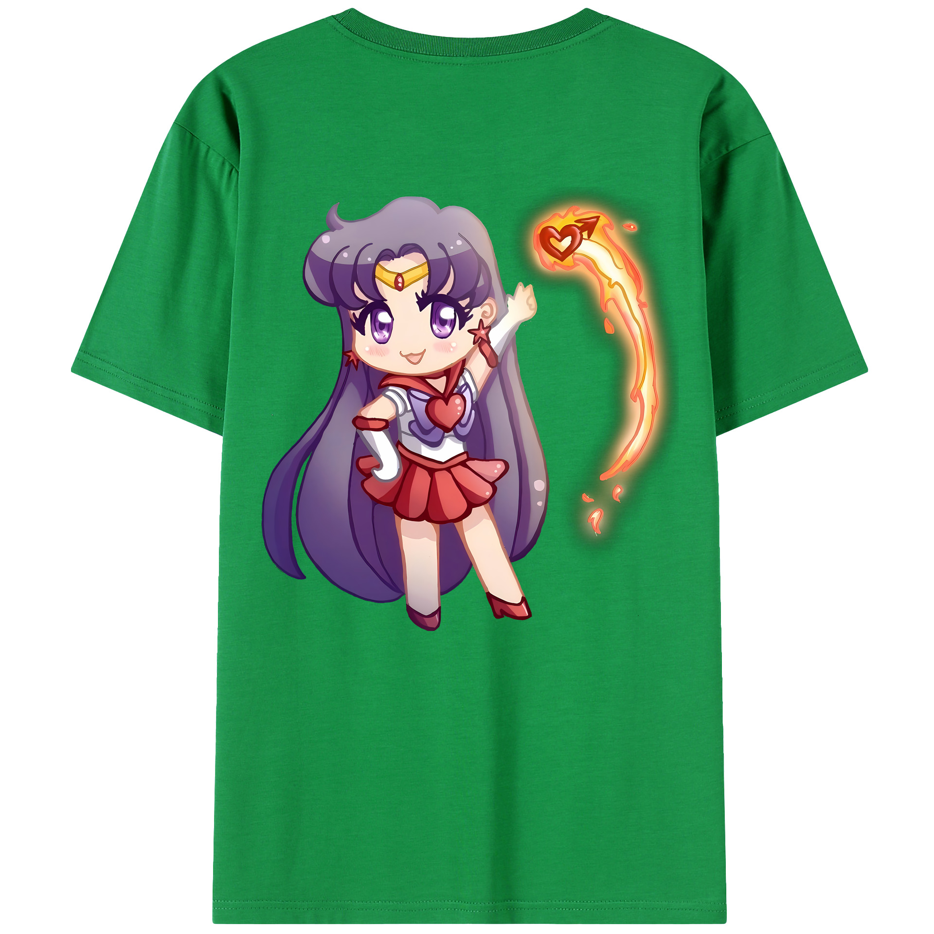（画像用） 美少女戦士セーラームーン 火野レイ ひの レイ Sailor Moon Hino Rei （セーラーマーズ,Sailor Mars） 綿100％ メンズ半袖Tシャツ（バックプリント） 通気性