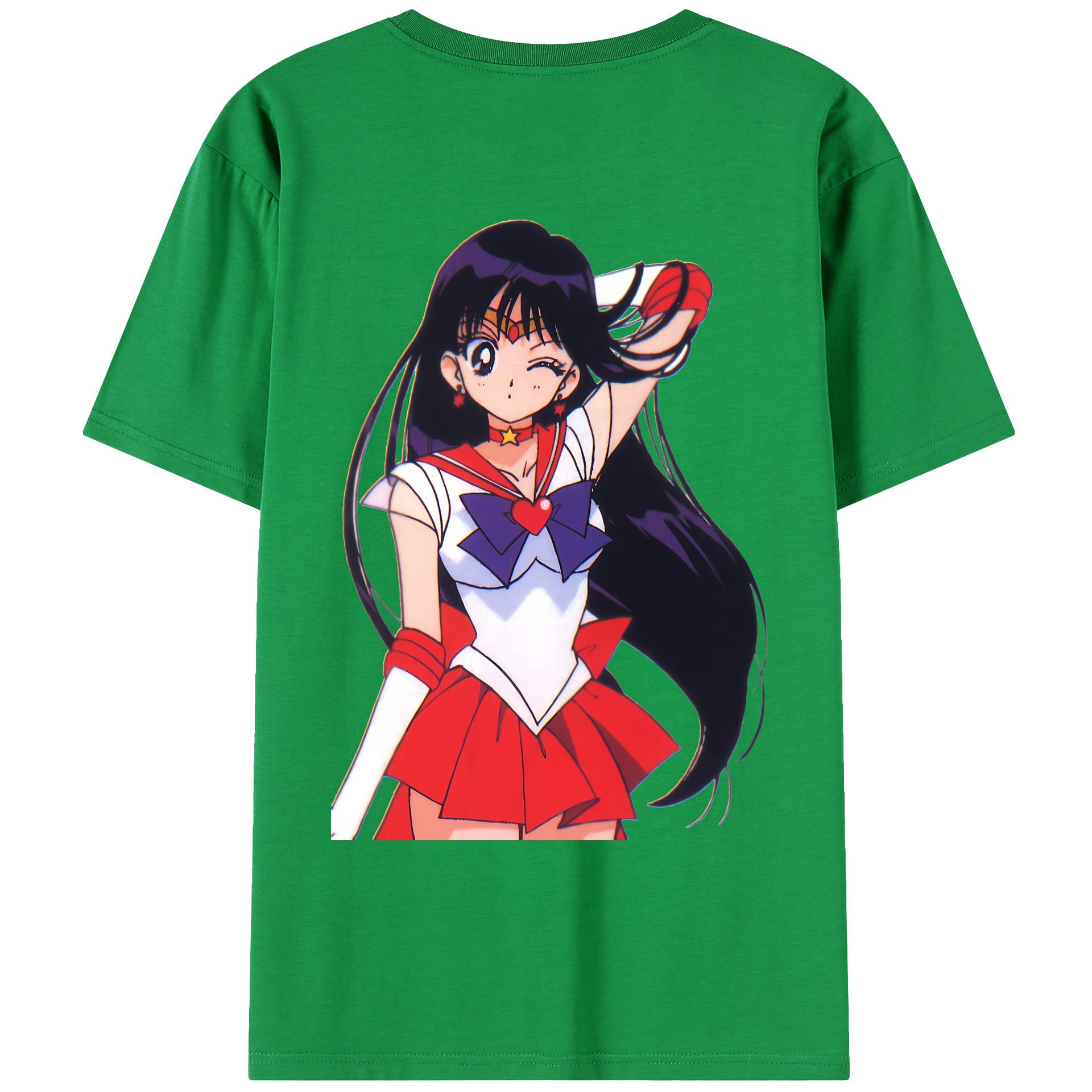 （画像用） 美少女戦士セーラームーン 火野レイ ひの レイ Sailor Moon Hino Rei （セーラーマーズ,Sailor Mars） 綿100％ メンズ半袖Tシャツ（バックプリント） 通気性