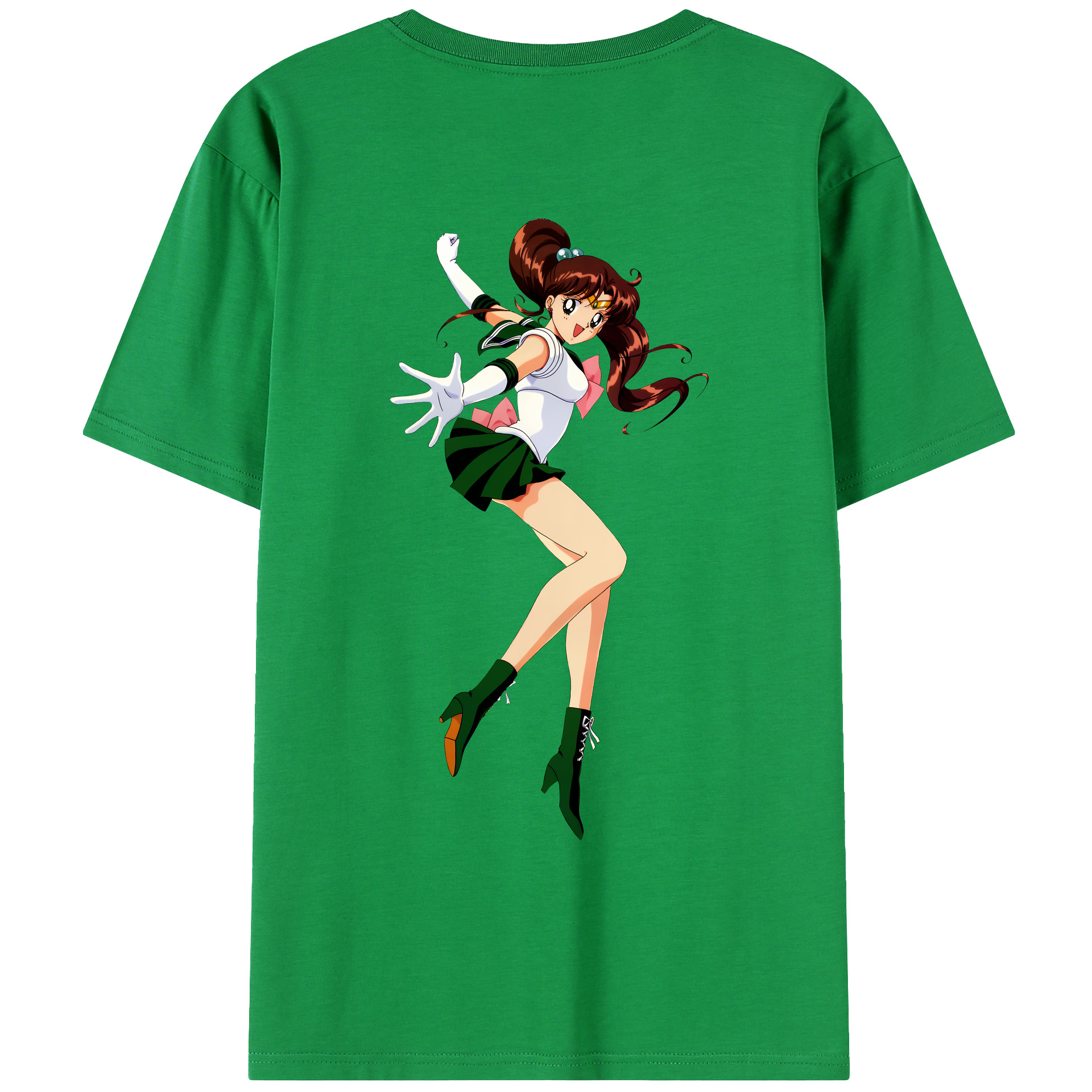 （画像用） 美少女戦士セーラームーン 木野 まこと きの まこと Sailor Moon Kino Makoto （セーラージュピター；Sailor Jupiter） 綿100％ メンズ半袖Tシャツ（バックプリント） 通気性