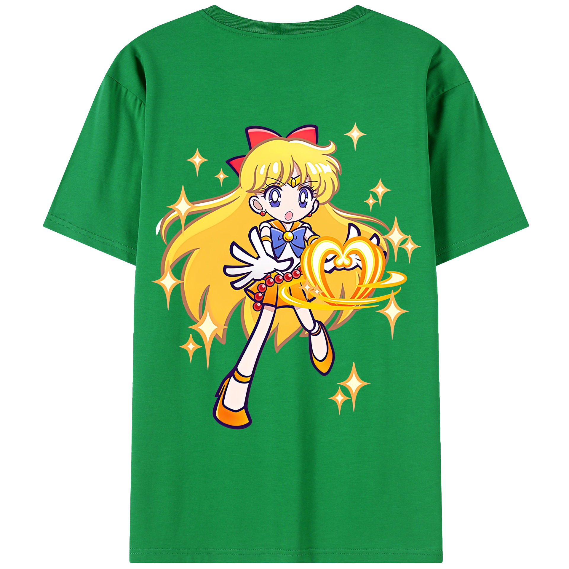 （画像用） 美少女戦士セーラームーン 愛野 美奈子 あいの みなこ Sailor Moon Aino Minako 綿100％ メンズ半袖Tシャツ（バックプリント） 通気性