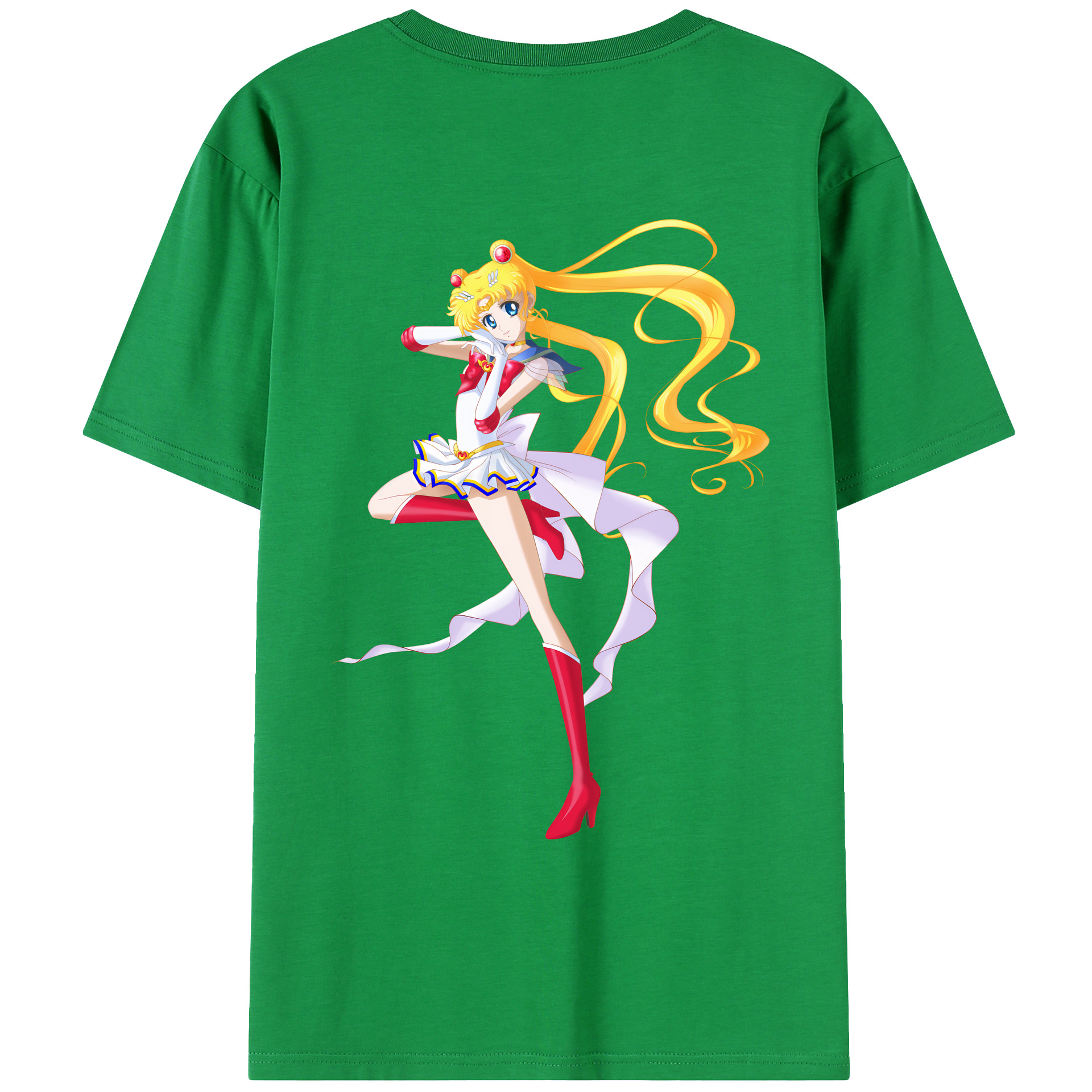 （画像用） 美少女戦士セーラームーン 月野 うさぎ つきの うさぎ Sailor Moon Tsukino Usagi 綿100％ メンズ半袖Tシャツ（バックプリント） 通気性