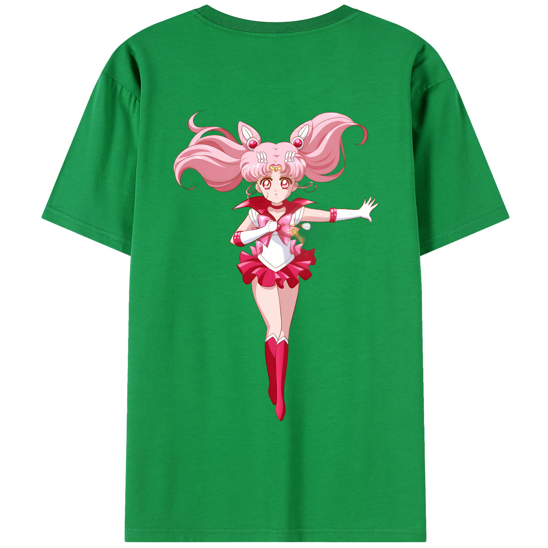 （画像用） 美少女戦士セーラームーン ちびうさ Sailor Moon Chibiusa Tsukino Usagi Small Lady Serenity 綿100％ メンズ半袖Tシャツ（バックプリント） 通気性