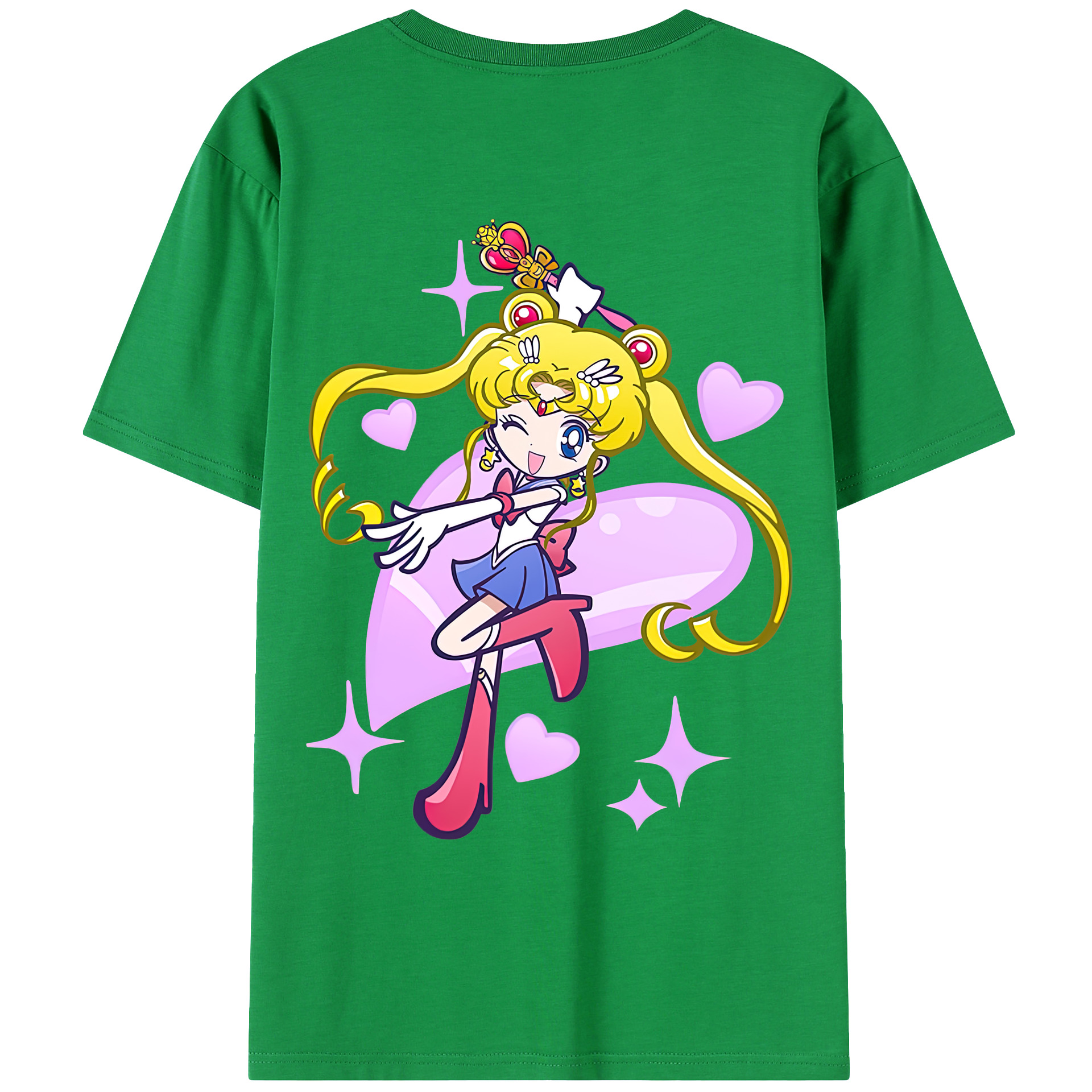 （画像用） 美少女戦士セーラームーン 月野 うさぎ つきの うさぎ Sailor Moon Tsukino Usagi 綿100％ メンズ半袖Tシャツ（バックプリント） 通気性