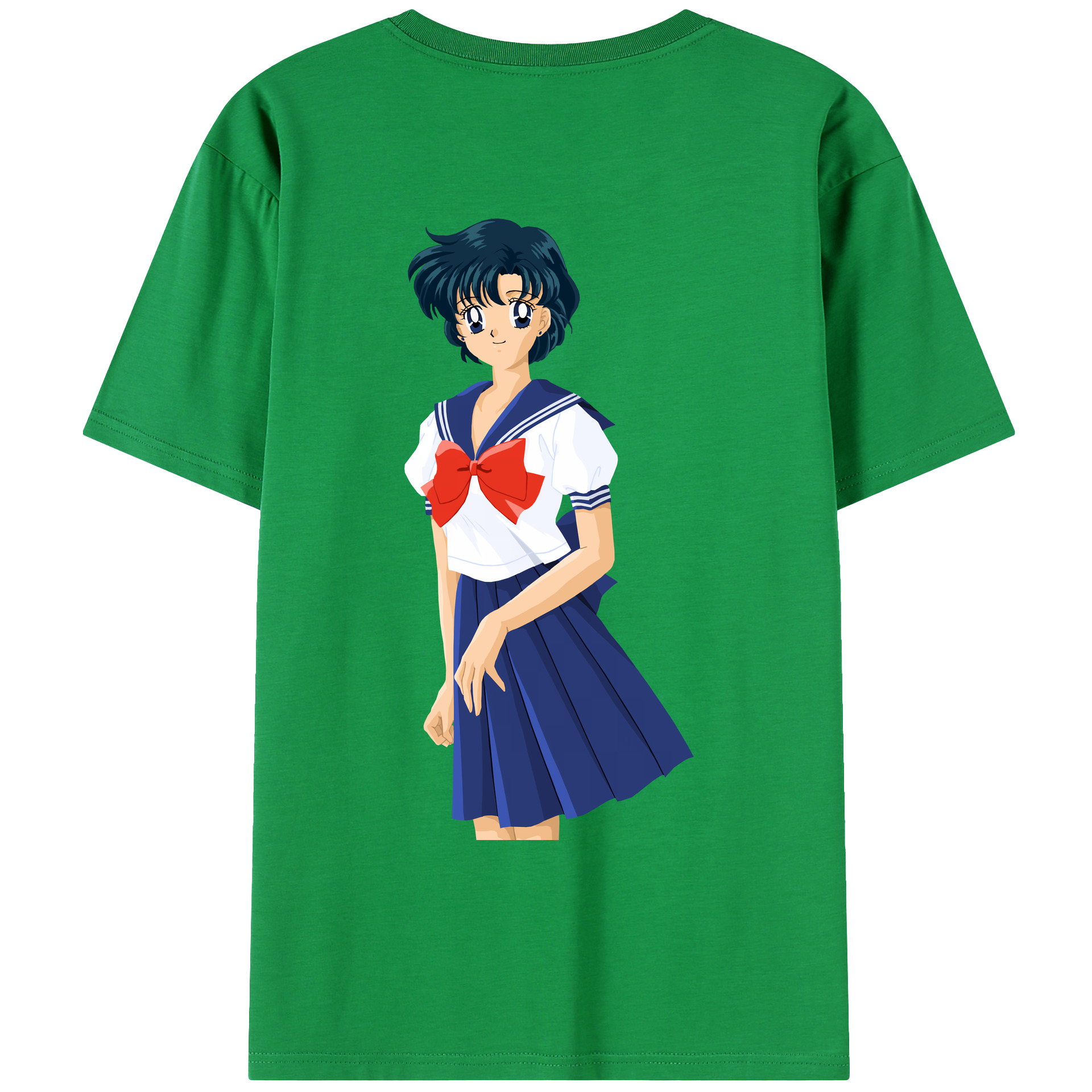 （画像用） 美少女戦士セーラームーン 水野 亜美 みずの あみ Sailor Moon Mizuno Ami 綿100％ メンズ半袖Tシャツ（バックプリント） 通気性