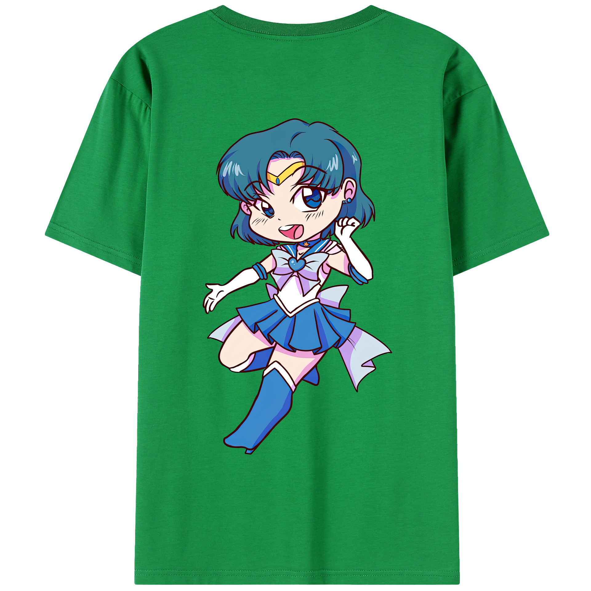（画像用） 美少女戦士セーラームーン 水野 亜美 みずの あみ Sailor Moon Mizuno Ami 綿100％ メンズ半袖Tシャツ（バックプリント） 通気性