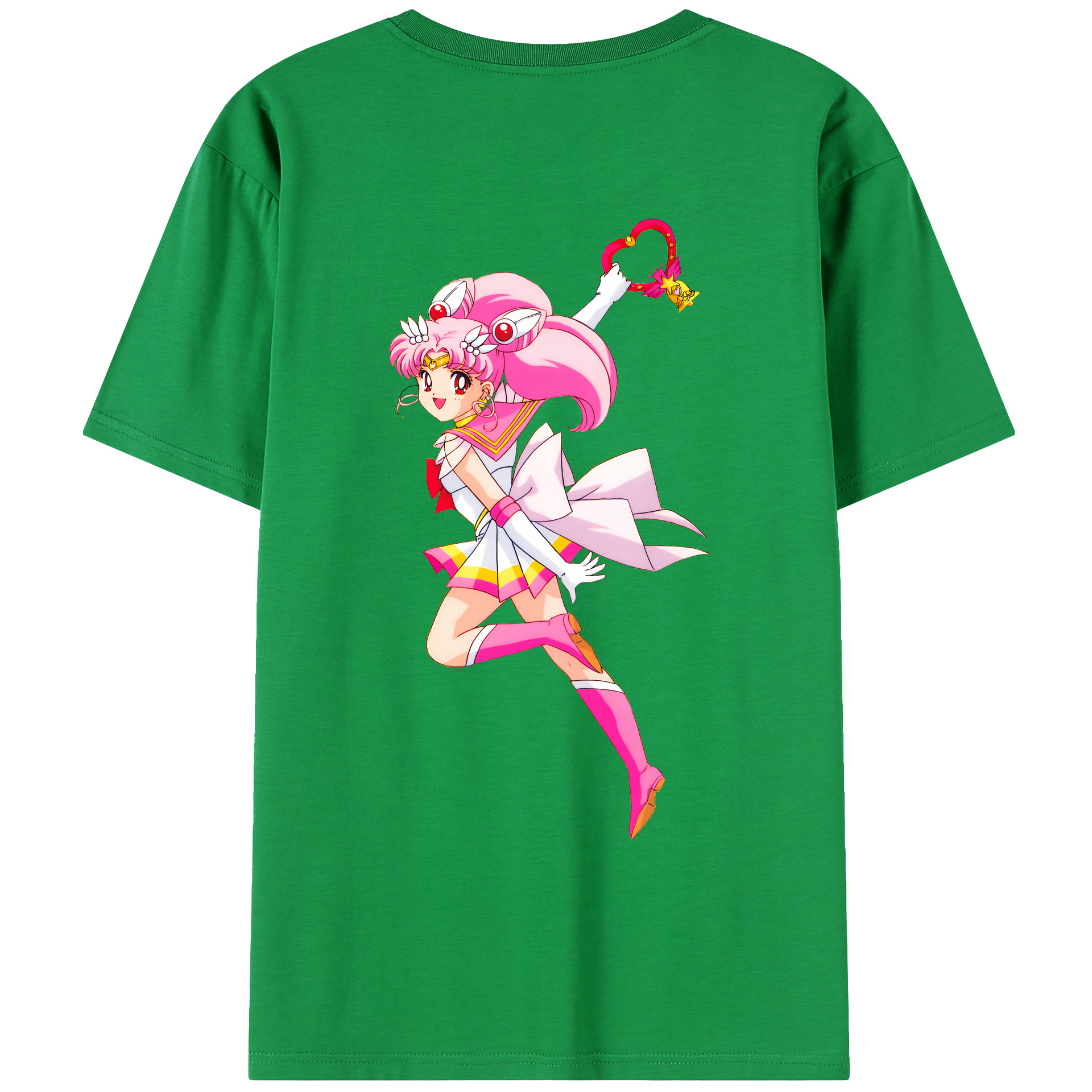 （画像用） 美少女戦士セーラームーン ちびうさ Sailor Moon Chibiusa Tsukino Usagi Small Lady Serenity 綿100％ メンズ半袖Tシャツ（バックプリント） 通気性