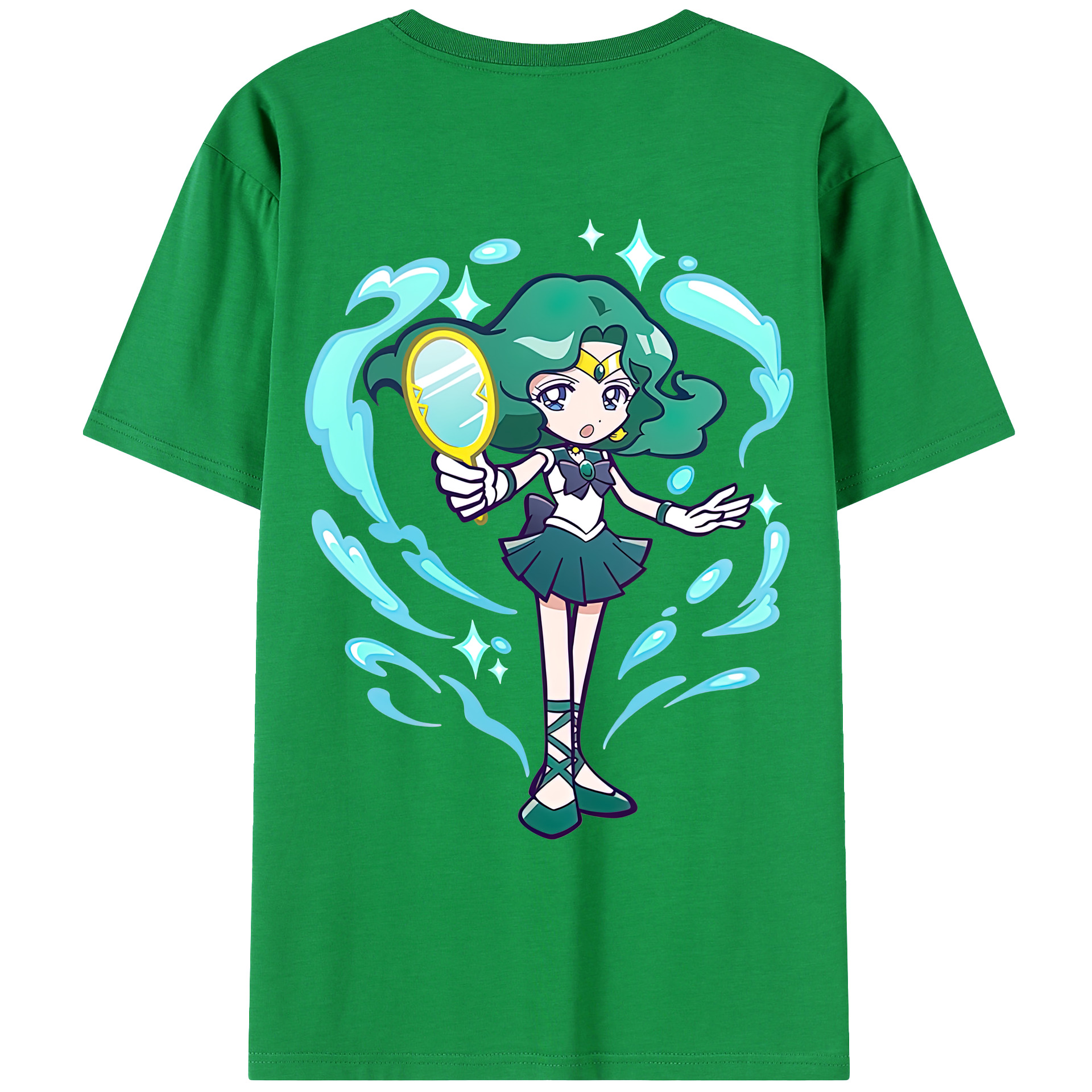 （画像用） 美少女戦士セーラームーン 海王 みちる（かいおう みちる） Sailor Moon Kaiou Michiru 綿100％ メンズ半袖Tシャツ（バックプリント） 通気性