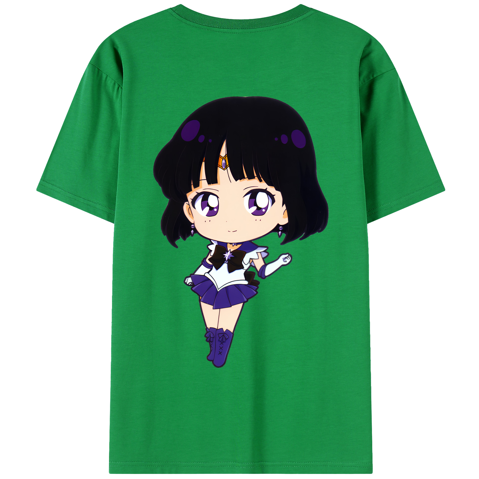 （画像用） 美少女戦士セーラームーン 土萠ほたる Sailor Moon Tomoe Hotaru （セーラーサターン；Sailor Saturn） 綿100％ メンズ半袖Tシャツ（バックプリント） 通気性