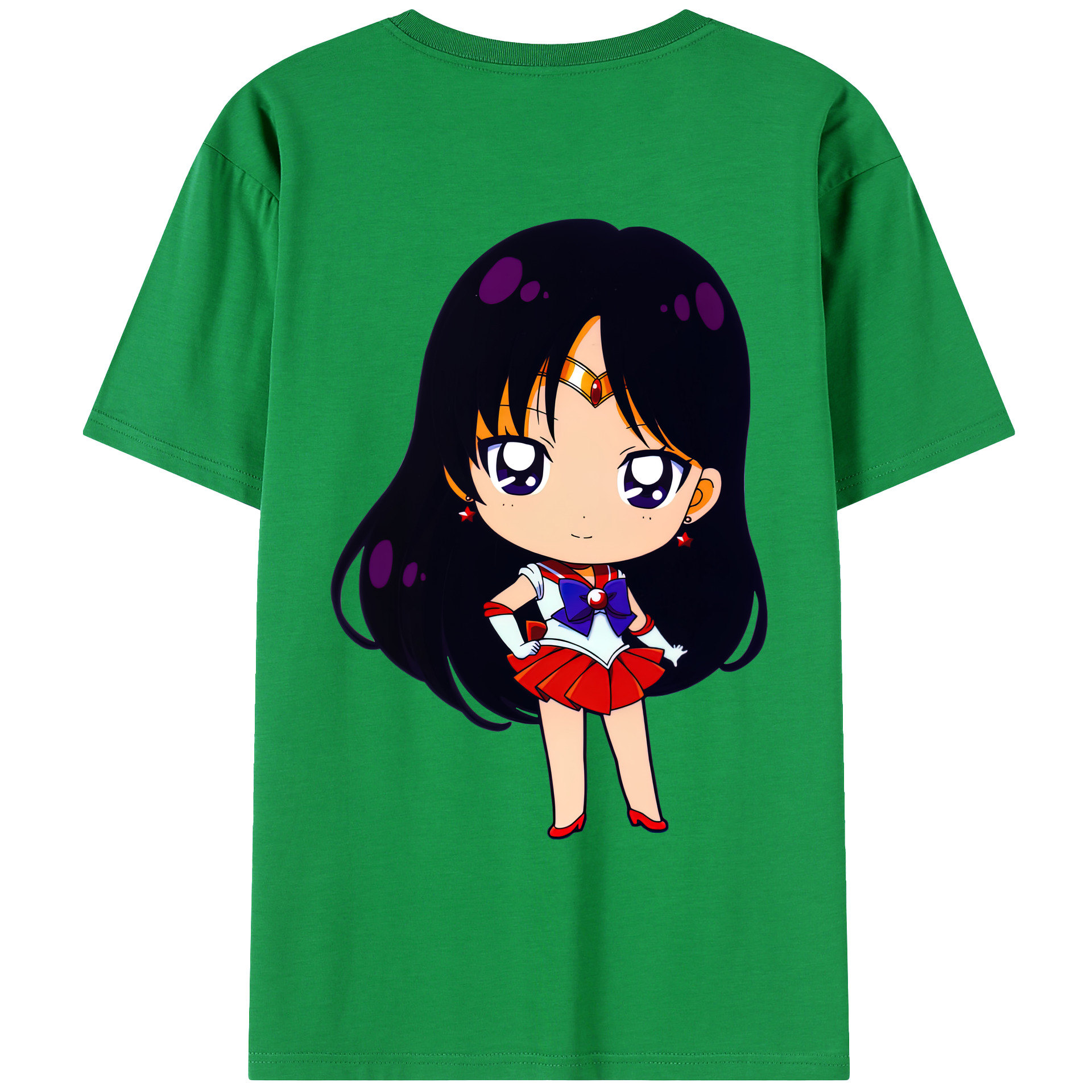 （画像用） 美少女戦士セーラームーン 火野レイ ひの レイ Sailor Moon Hino Rei （セーラーマーズ,Sailor Mars） 綿100％ メンズ半袖Tシャツ（バックプリント） 通気性