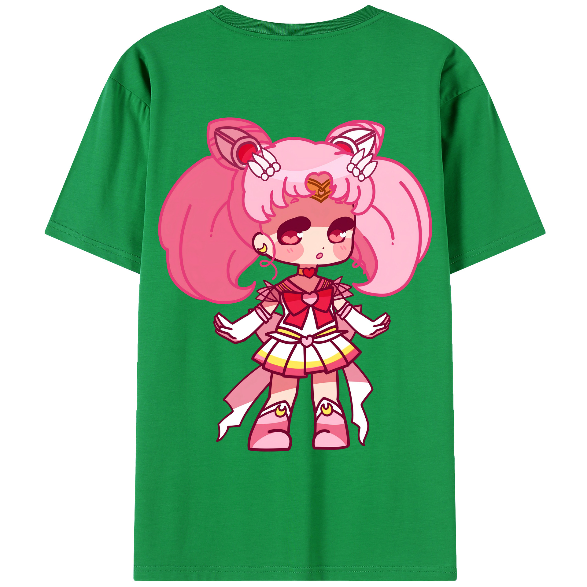 （画像用） 美少女戦士セーラームーン ちびうさ Sailor Moon Chibiusa Tsukino Usagi Small Lady Serenity 綿100％ メンズ半袖Tシャツ（バックプリント） 通気性