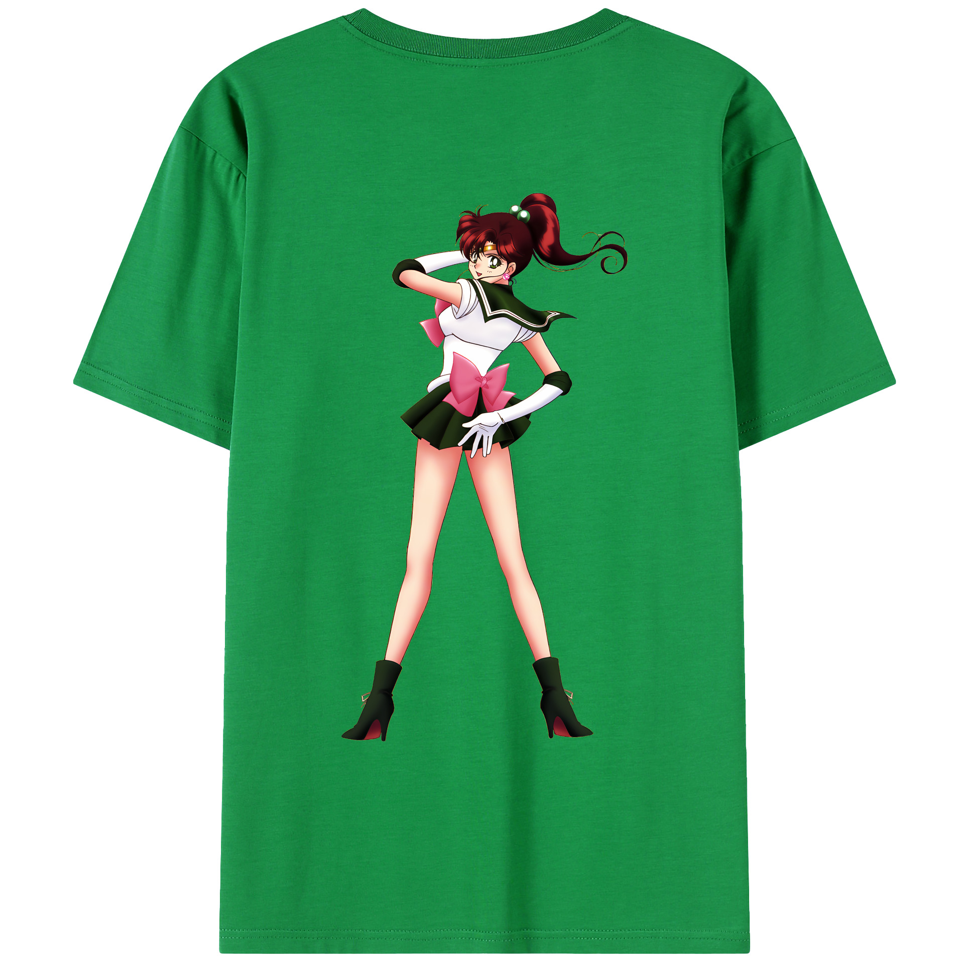 （画像用） 美少女戦士セーラームーン 木野 まこと きの まこと Sailor Moon Kino Makoto （セーラージュピター；Sailor Jupiter） 綿100％ メンズ半袖Tシャツ（バックプリント） 通気性