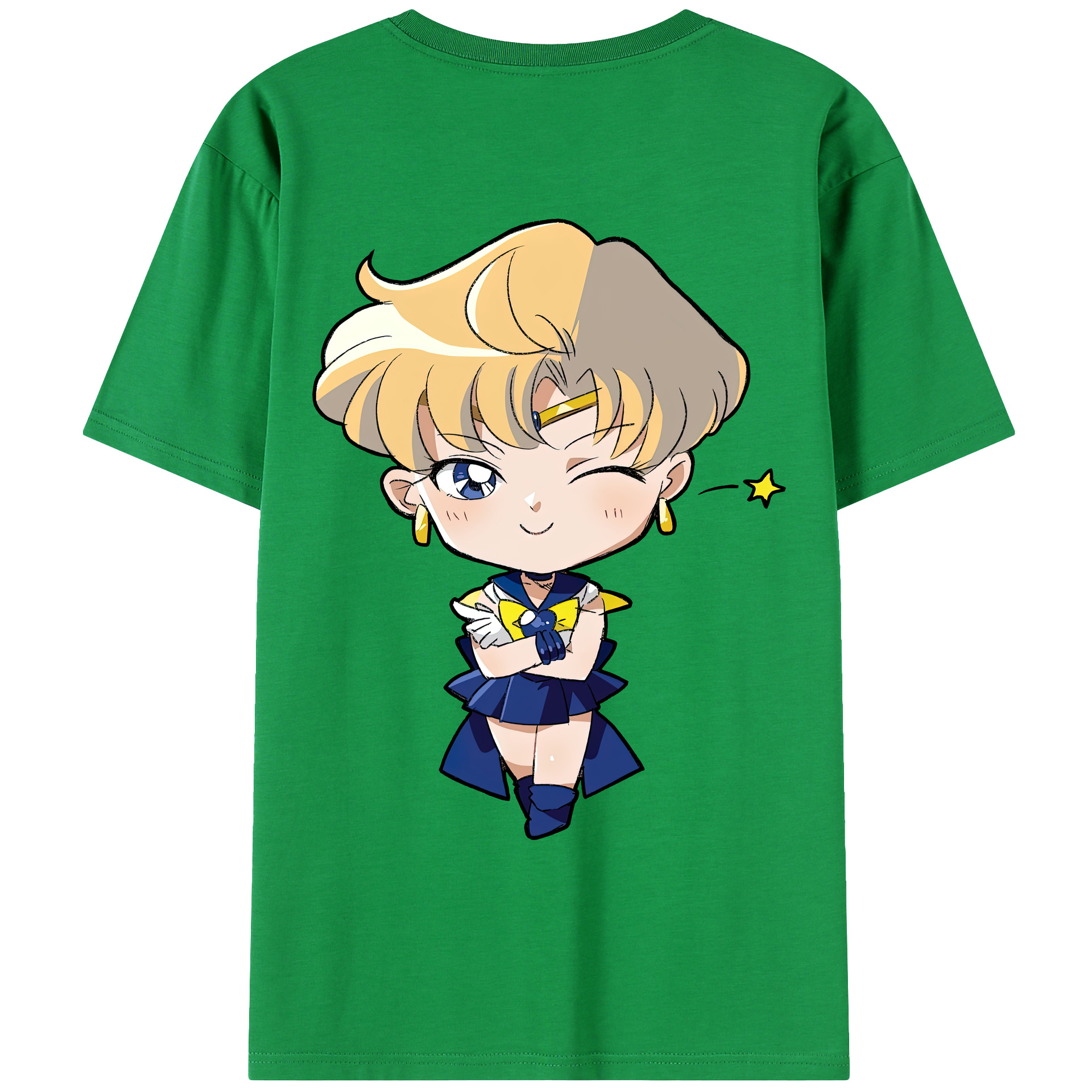（画像用） 美少女戦士セーラームーン 天王はるか Sailor Moon Tenoh Haruka 綿100％ メンズ半袖Tシャツ（バックプリント） 通気性