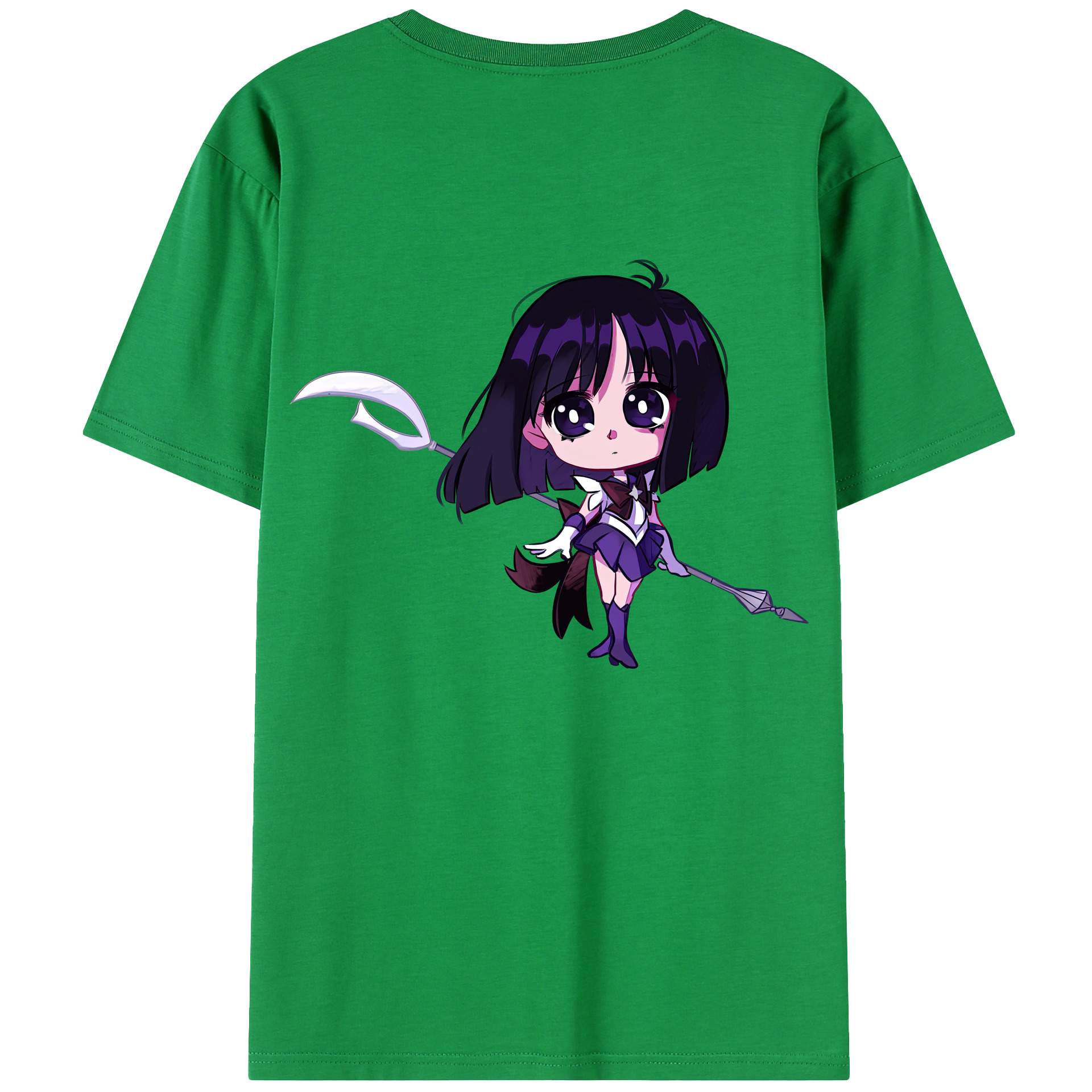 （画像用） 美少女戦士セーラームーン 土萠ほたる Sailor Moon Tomoe Hotaru （セーラーサターン；Sailor Saturn） 綿100％ メンズ半袖Tシャツ（バックプリント） 通気性