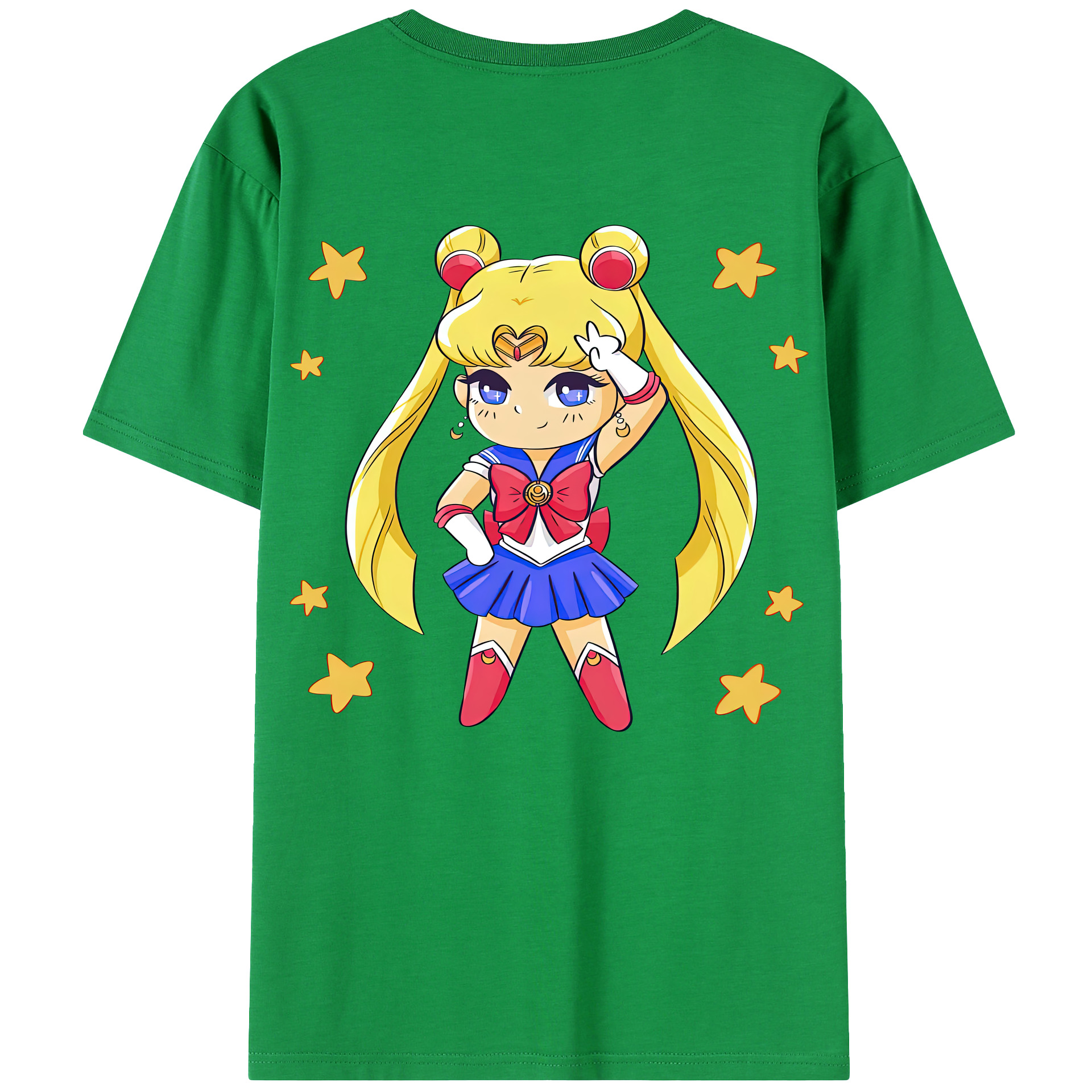（画像用） 美少女戦士セーラームーン 月野 うさぎ つきの うさぎ Sailor Moon Tsukino Usagi 綿100％ メンズ半袖Tシャツ（バックプリント） 通気性